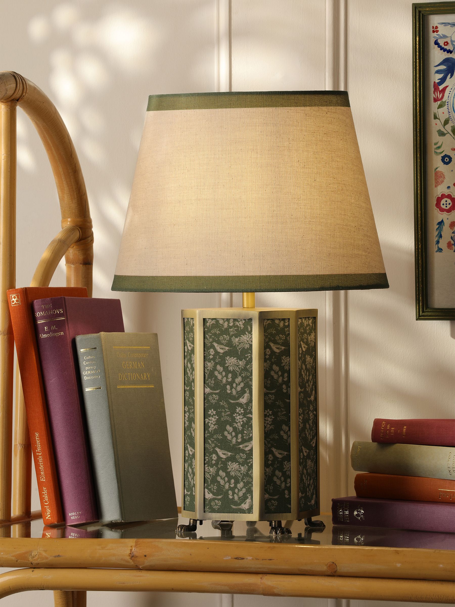 Helmingham Green Printed Claw Foot Table Lamp - Image 1 of 8