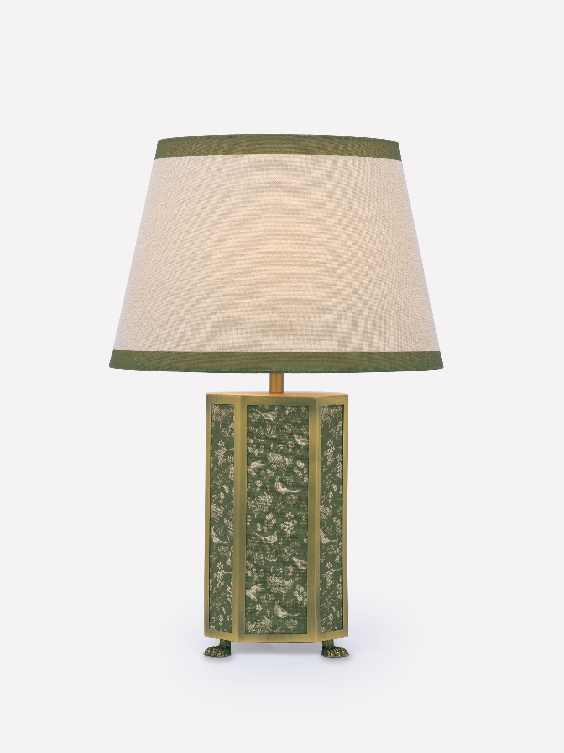Helmingham Green Printed Claw Foot Table Lamp - Image 3 of 8