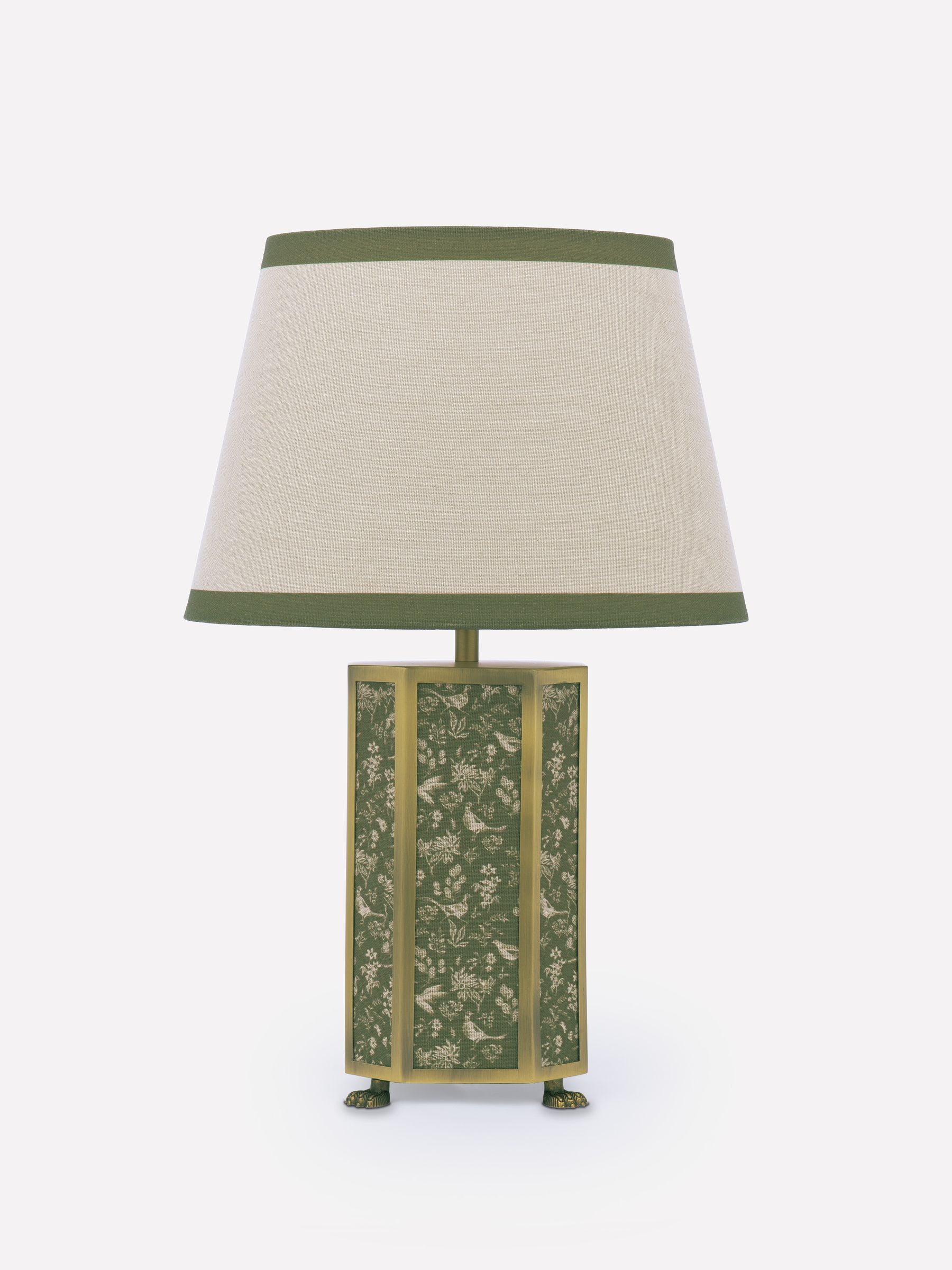 Helmingham Green Printed Claw Foot Table Lamp - Image 4 of 8