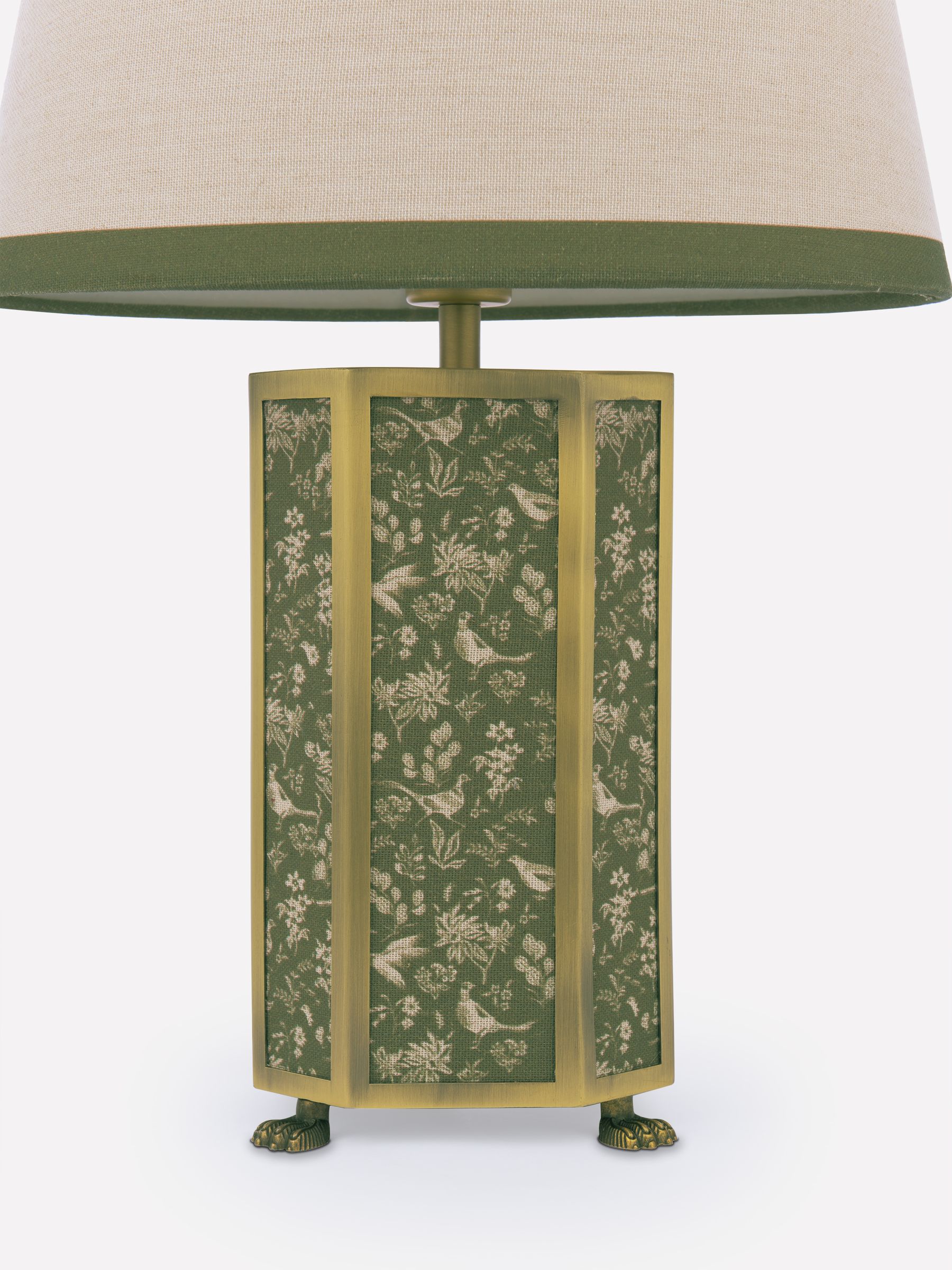 Helmingham Green Printed Claw Foot Table Lamp - Image 7 of 8