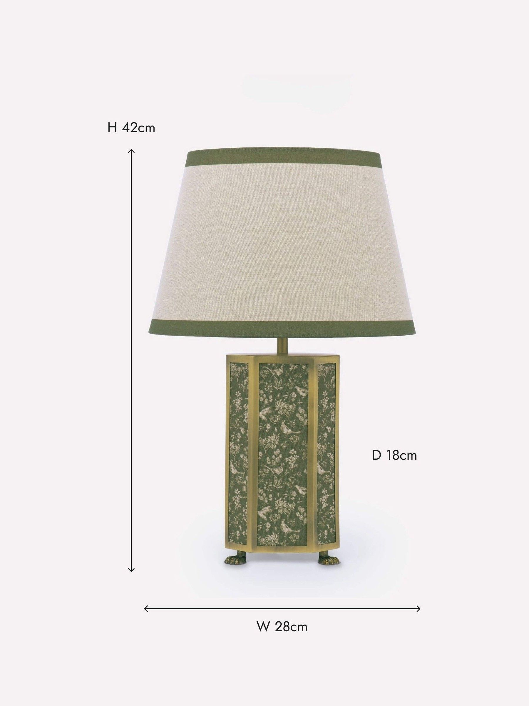 Helmingham Green Printed Claw Foot Table Lamp - Image 8 of 8