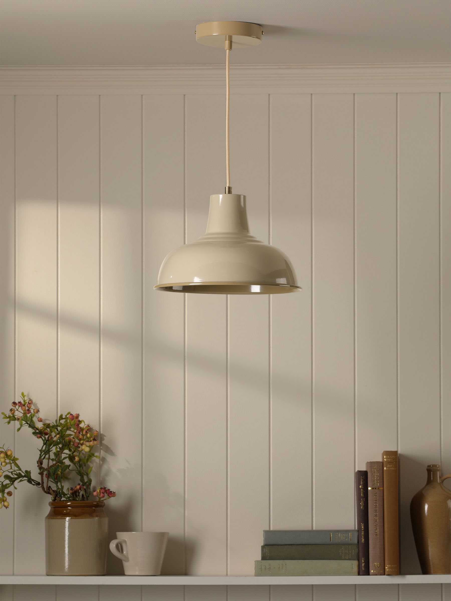 Hatfield Cream Industrial-Style Pendant Light - Image 2 of 6