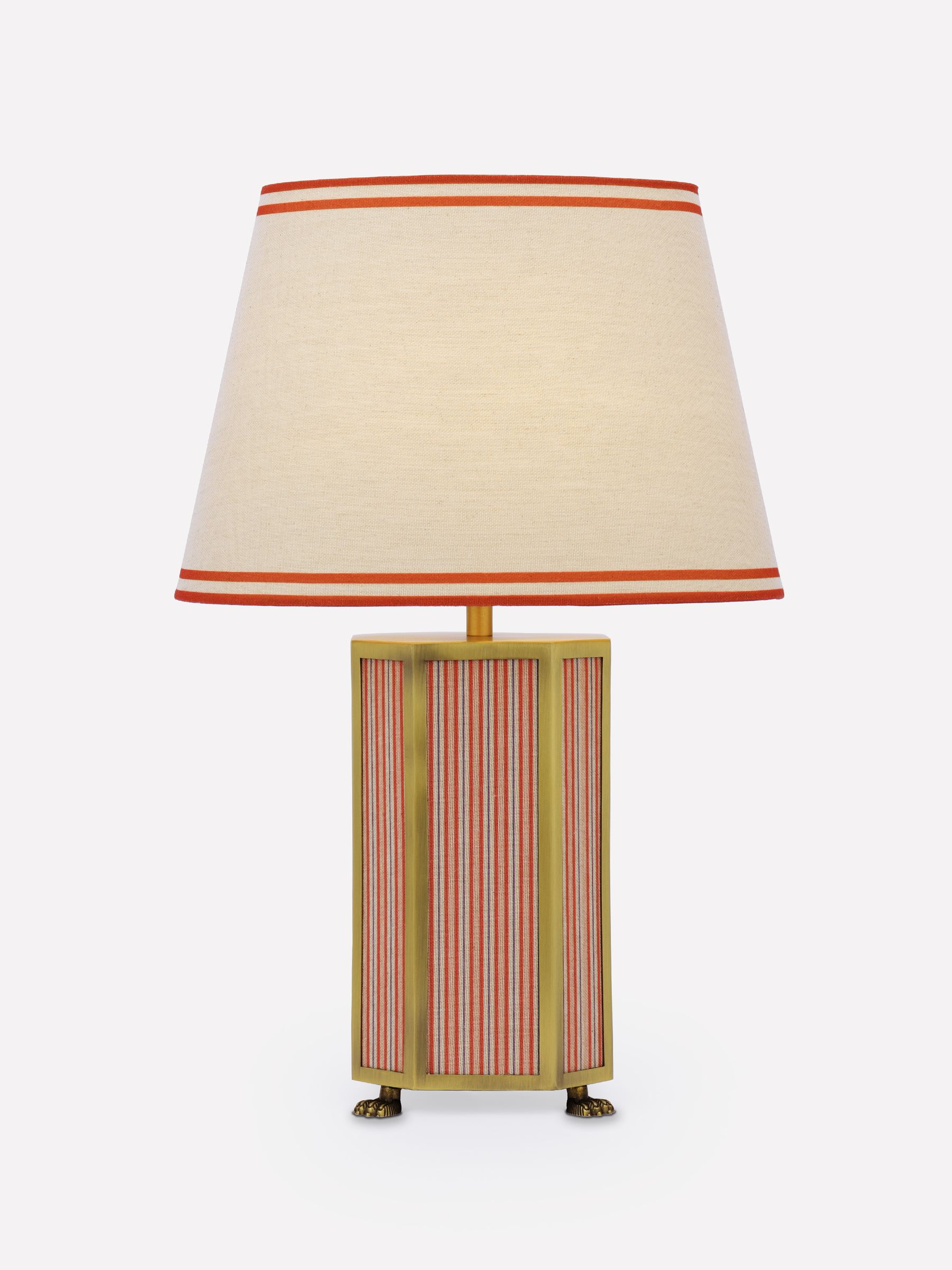 Helmingham Red Stripe Claw Foot Table Lamp - Image 3 of 8