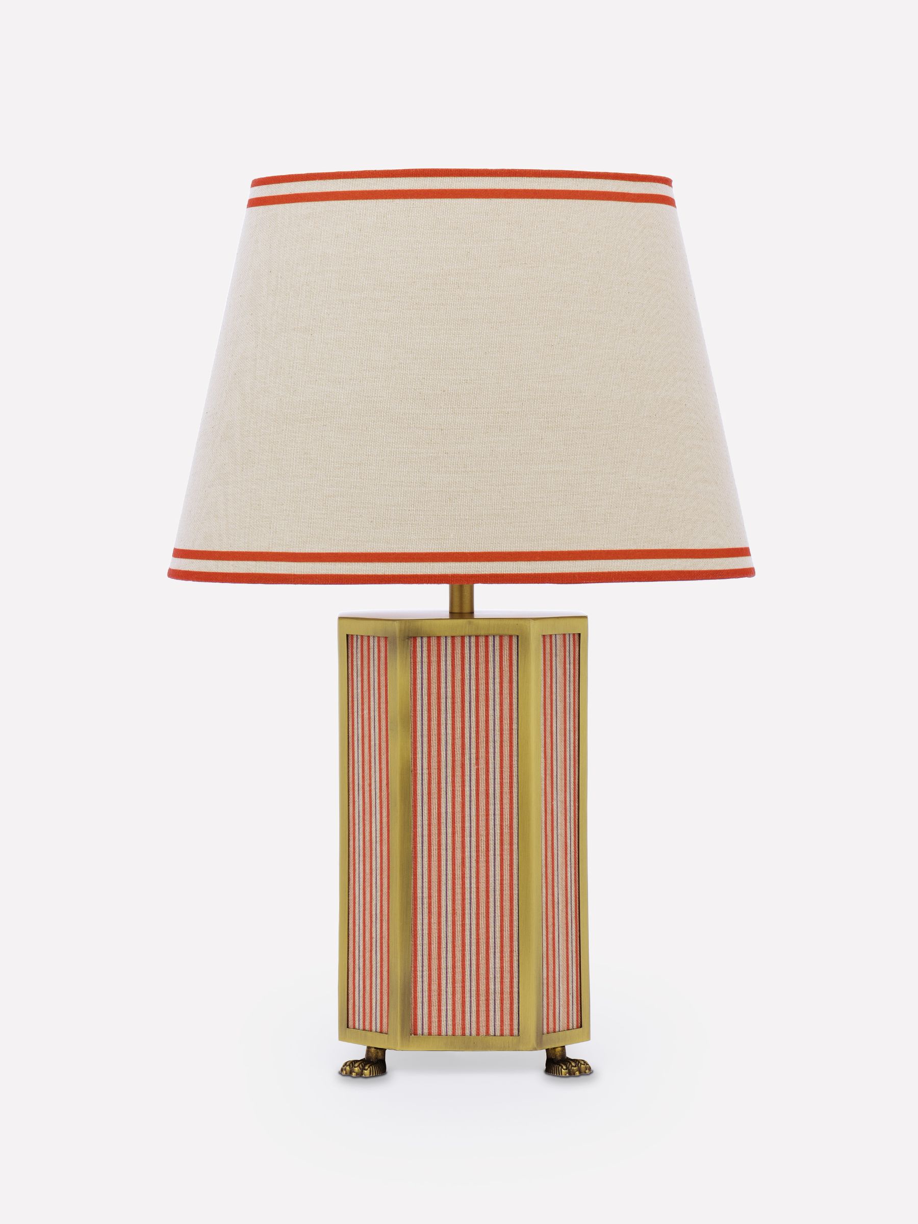 Helmingham Red Stripe Claw Foot Table Lamp - Image 4 of 8