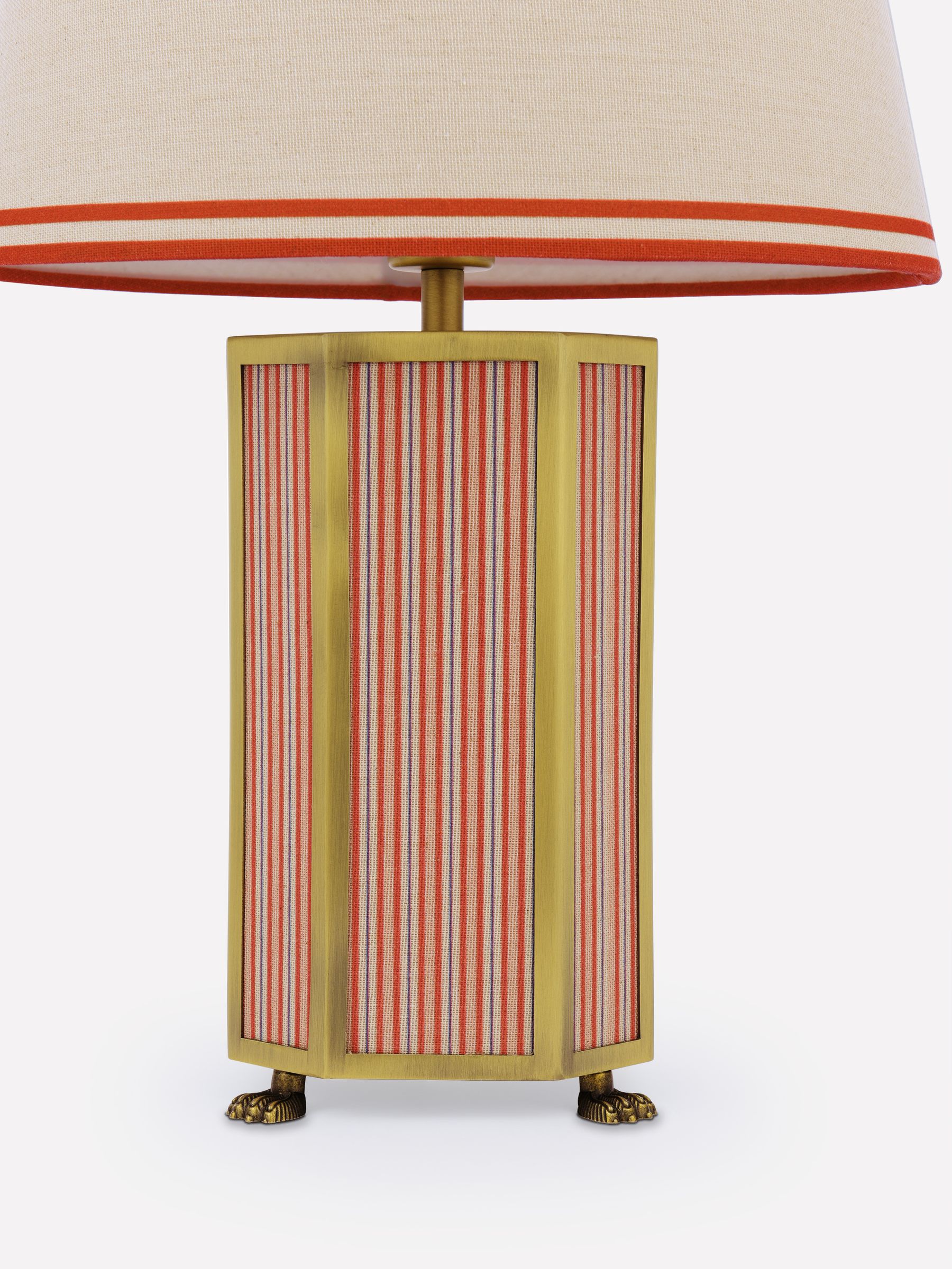 Helmingham Red Stripe Claw Foot Table Lamp - Image 7 of 8