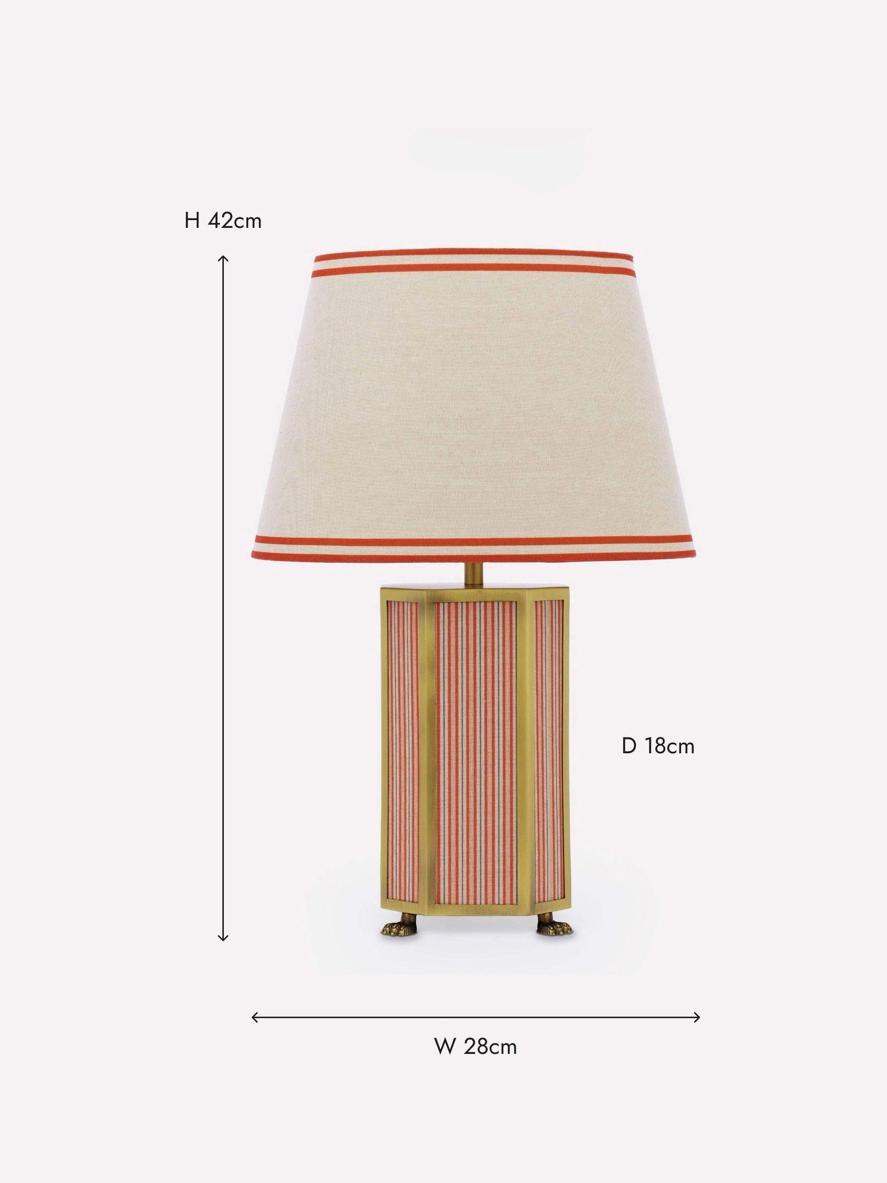 Helmingham Red Stripe Claw Foot Table Lamp - Image 8 of 8