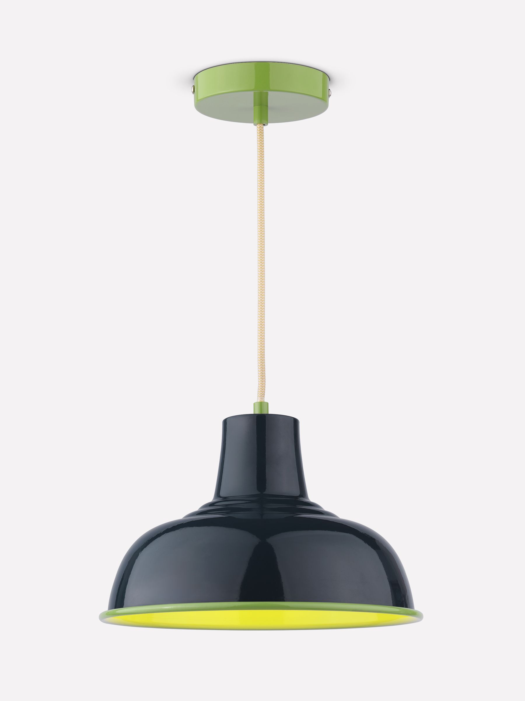 Hatfield Navy & Green Industrial-Style Pendant Light - Image 3 of 6