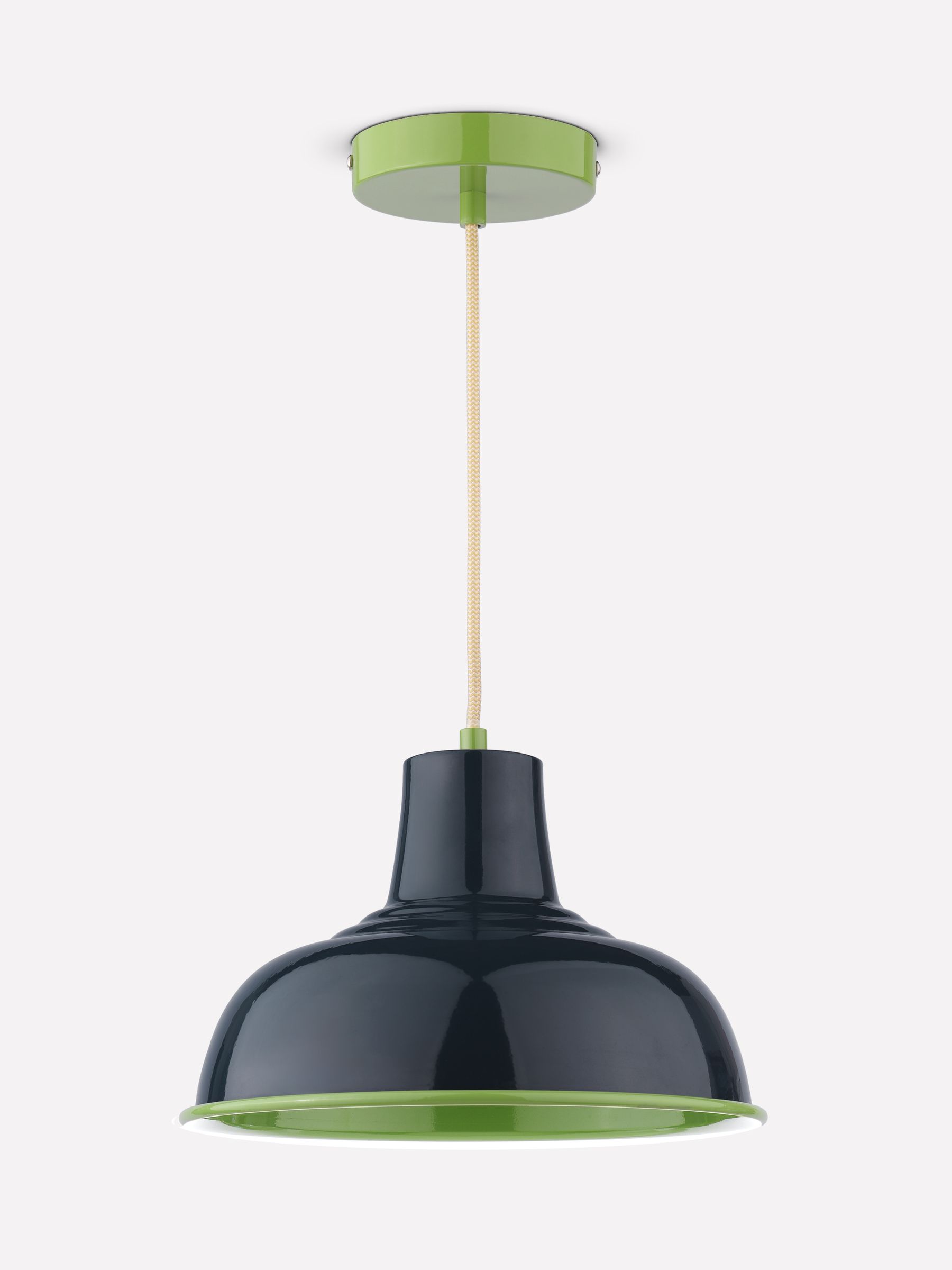 Hatfield Navy & Green Industrial-Style Pendant Light - Image 4 of 6