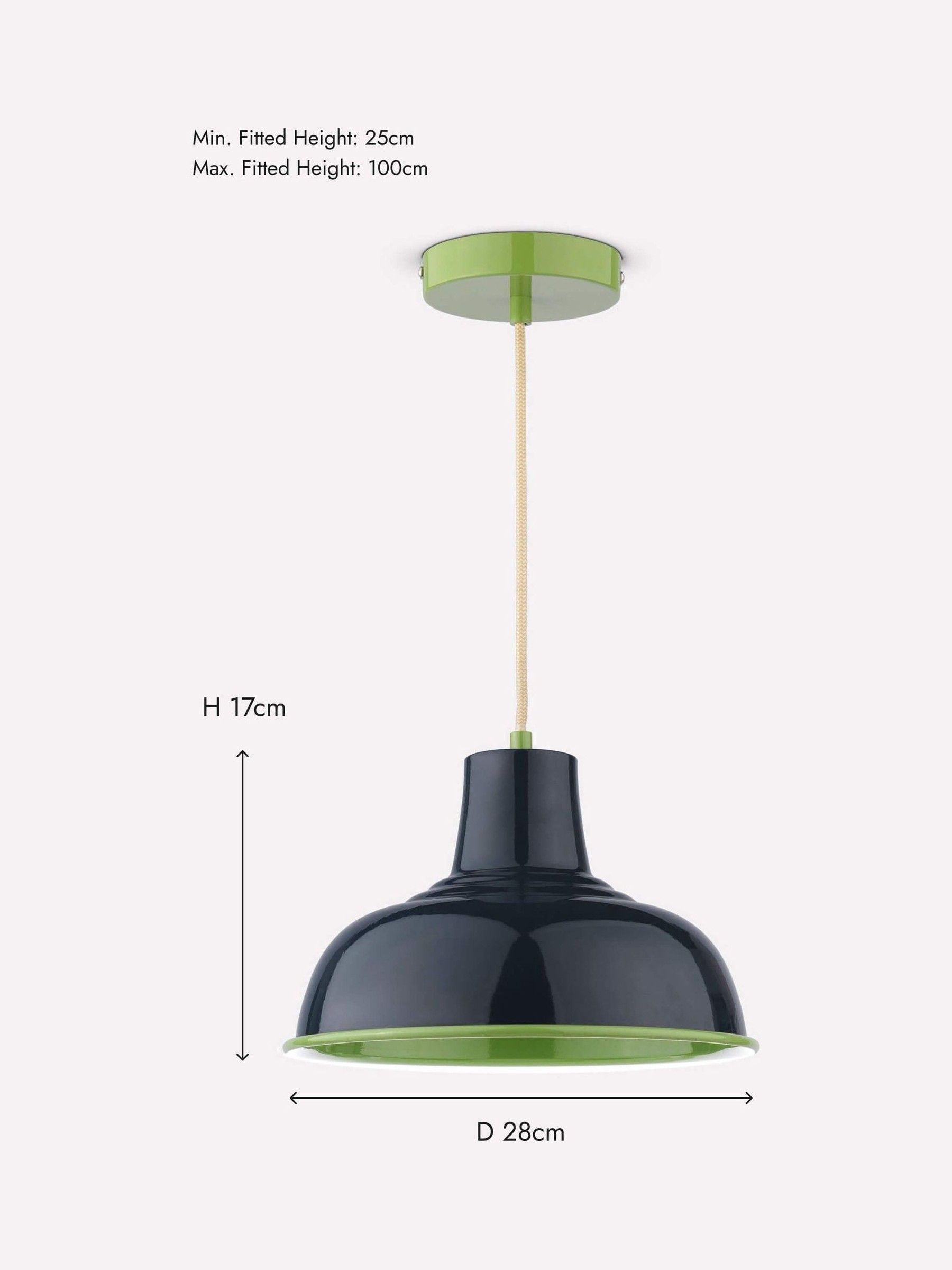 Hatfield Navy & Green Industrial-Style Pendant Light - Image 6 of 6
