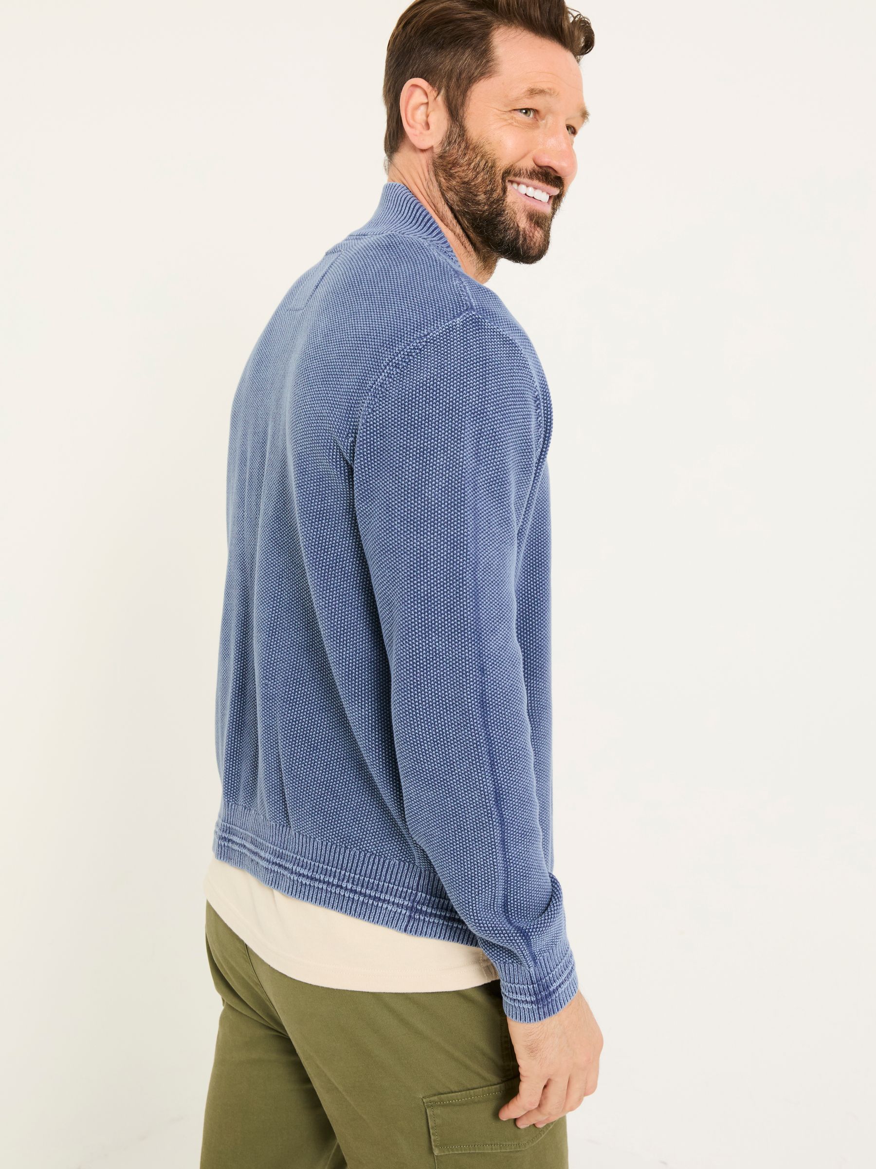 French Navy Berwick Laundered Knitted Bomber Cardigans - Image 2 of 5