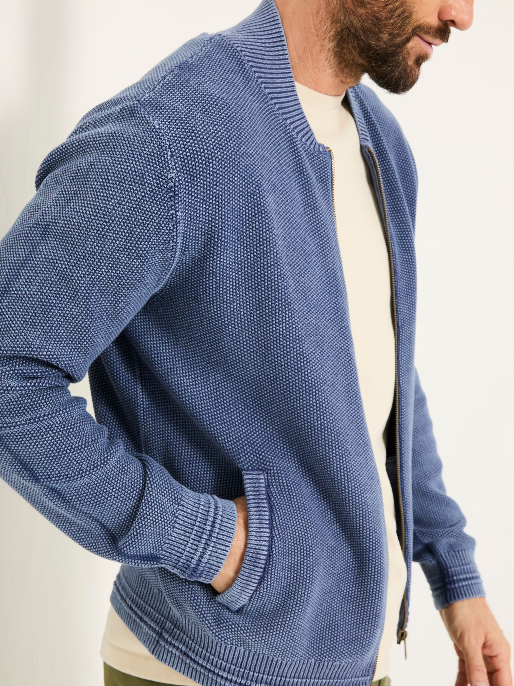 French Navy Berwick Laundered Knitted Bomber Cardigans - Image 4 of 5