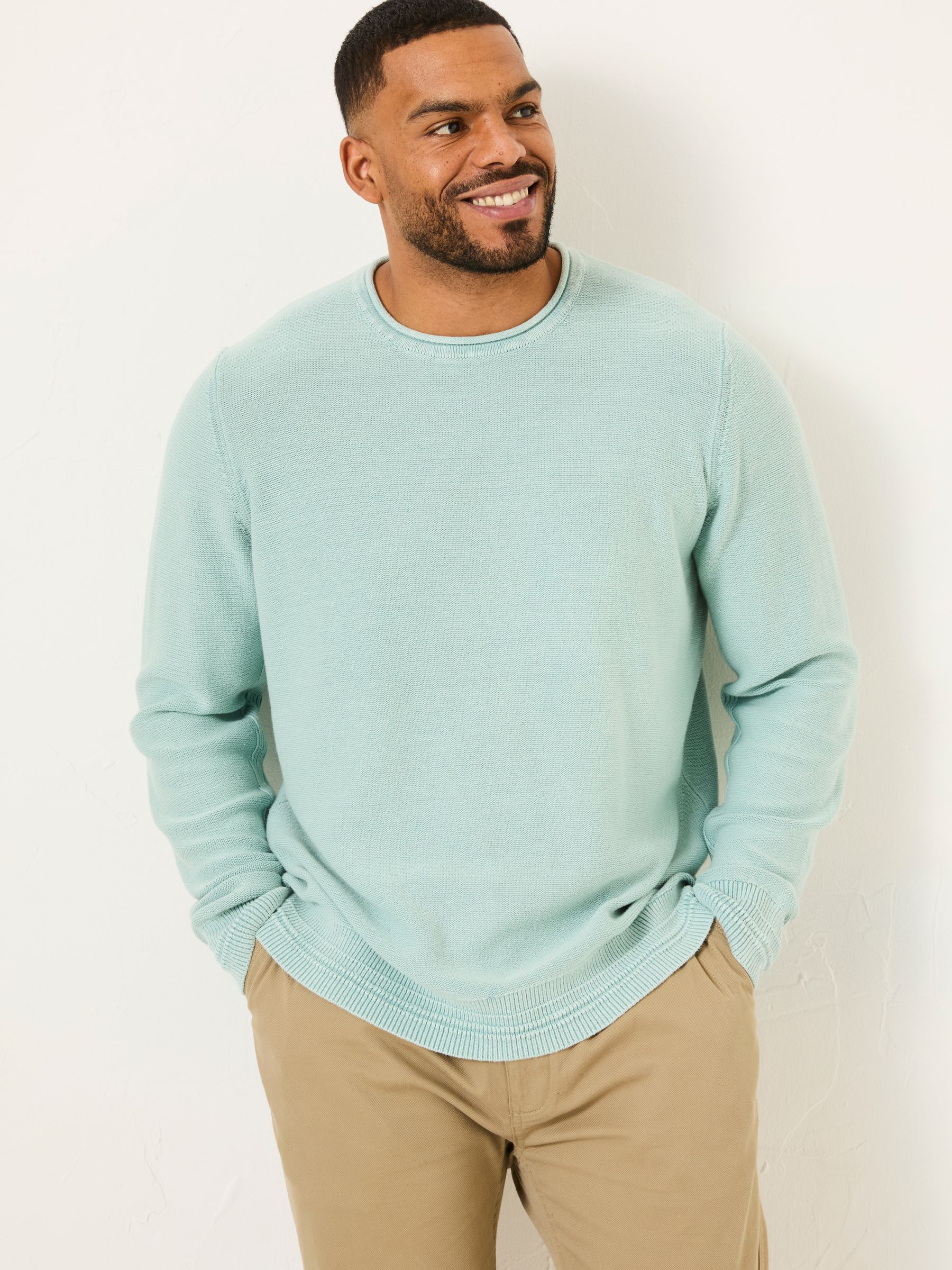 Pale Blue Berwick Laundered Crew Neck Jumper - Image 5 of 5