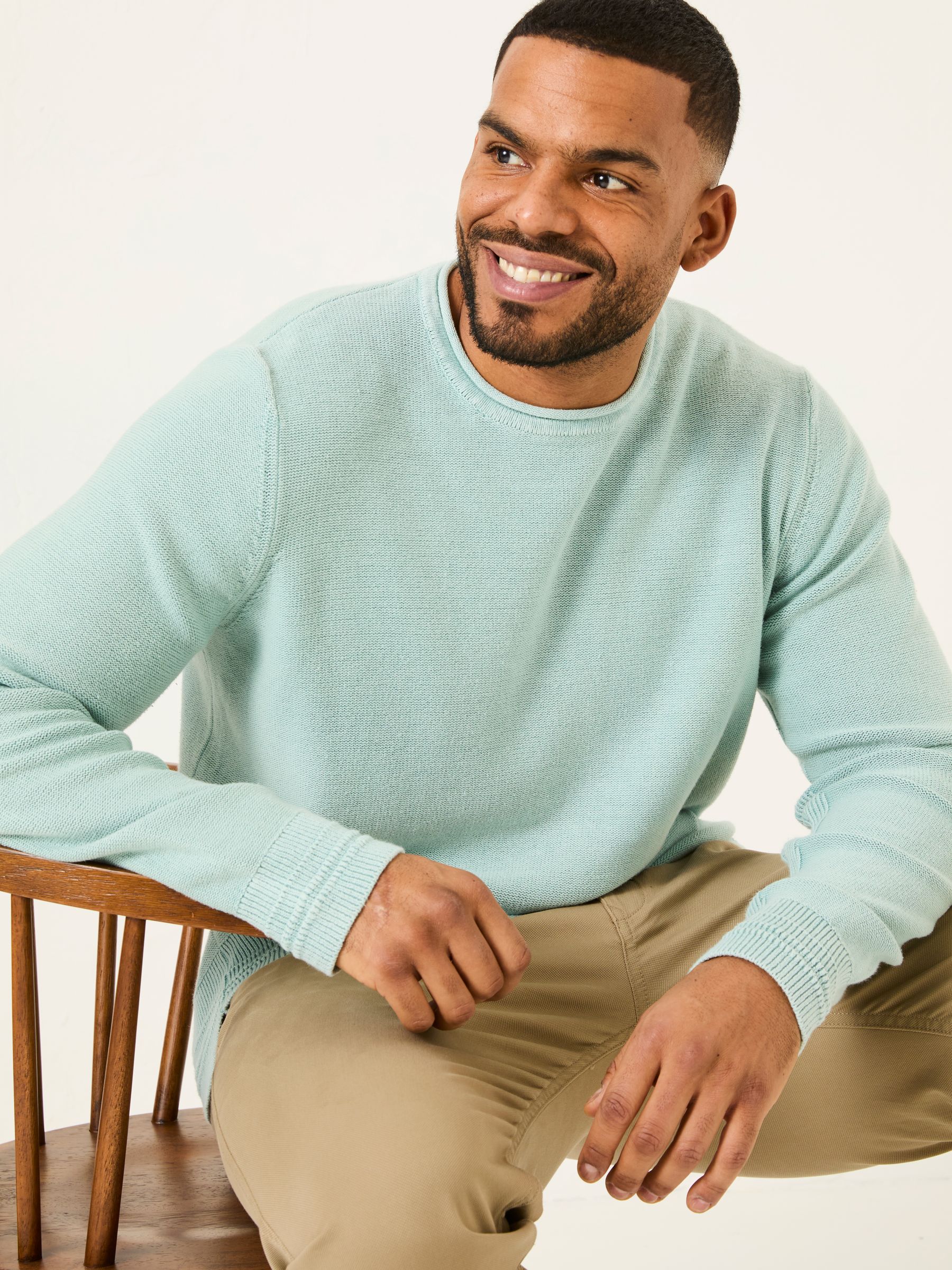Pale Blue Berwick Laundered Crew Neck Jumper - Image 7 of 8