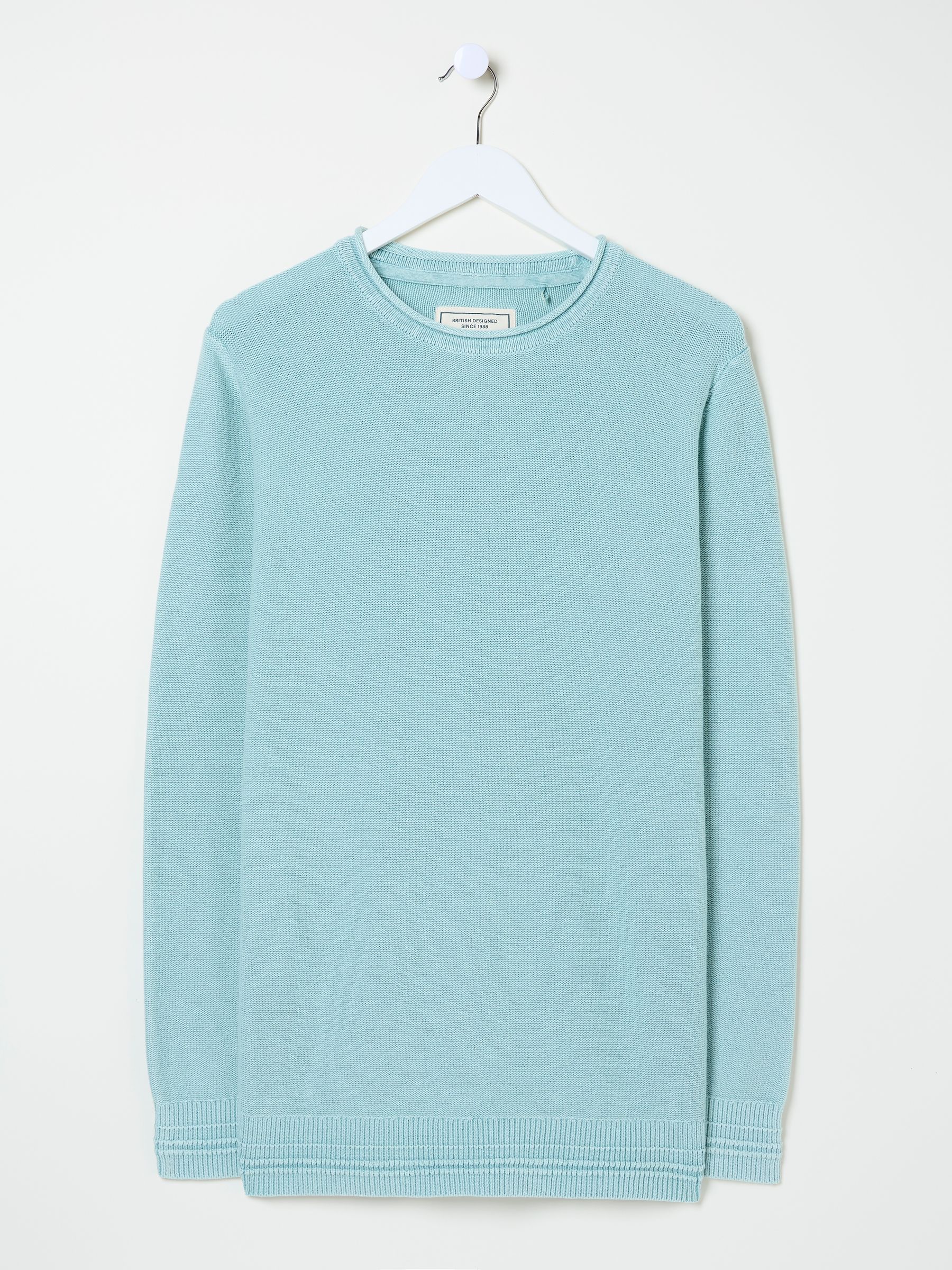 Pale Blue Berwick Laundered Crew Neck Jumper - Image 8 of 8