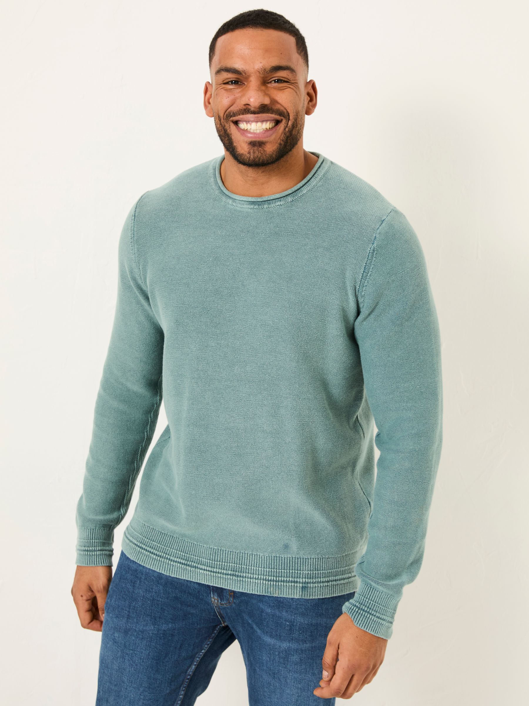 Dark Teal Berwick Laundered Crew Neck Jumper - Image 5 of 5