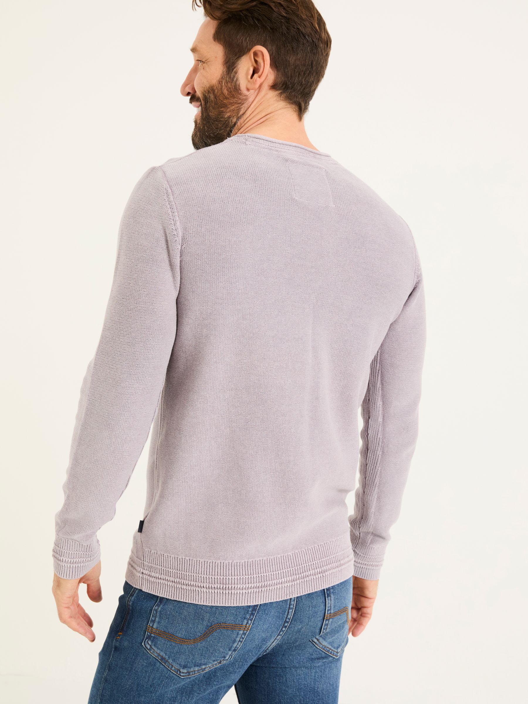 Lilac Purple Berwick Laundered Crew Neck Jumper - Image 2 of 7