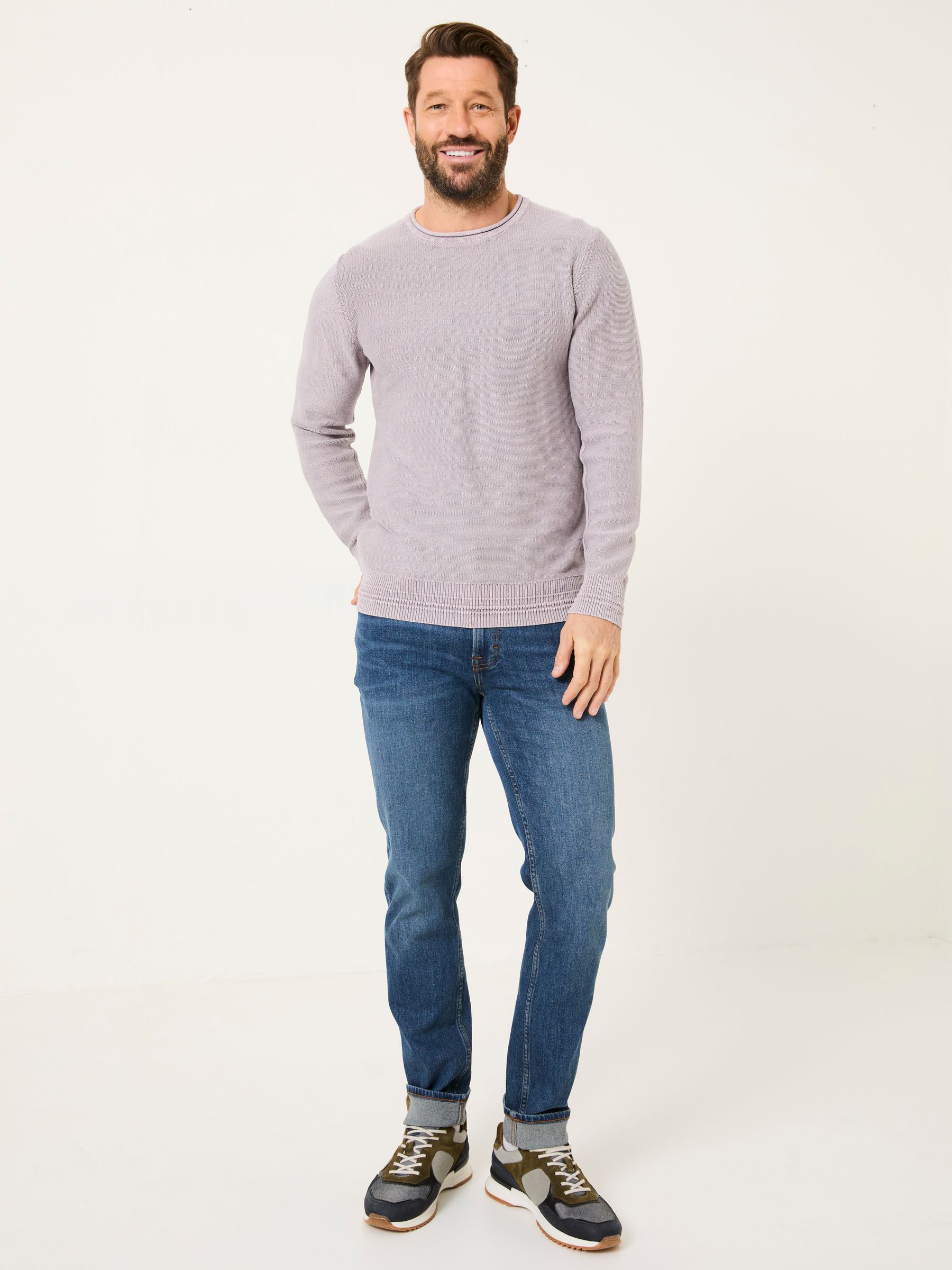 Lilac Purple Berwick Laundered Crew Neck Jumper - Image 3 of 7