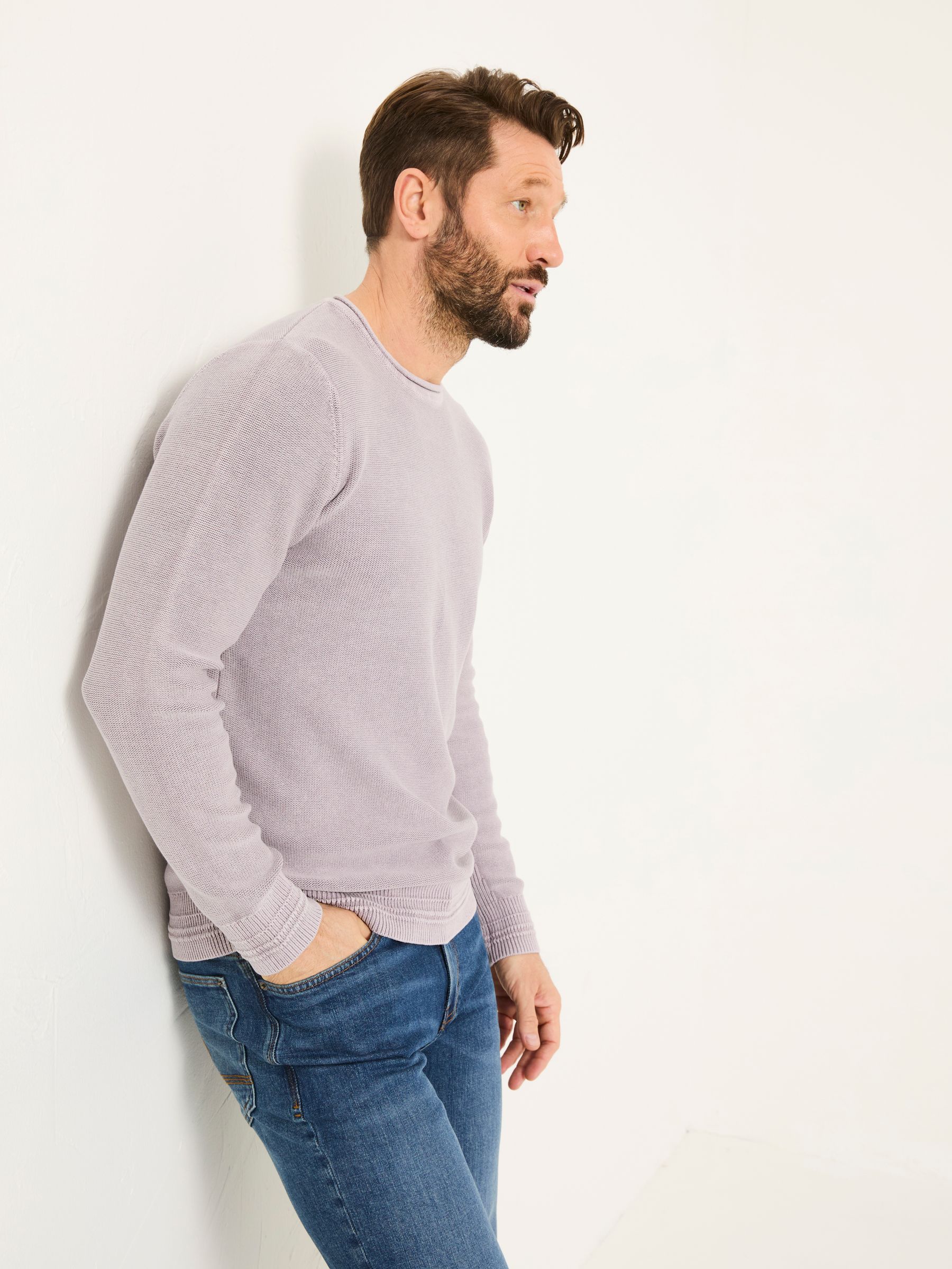 Lilac Purple Berwick Laundered Crew Neck Jumper - Image 4 of 7