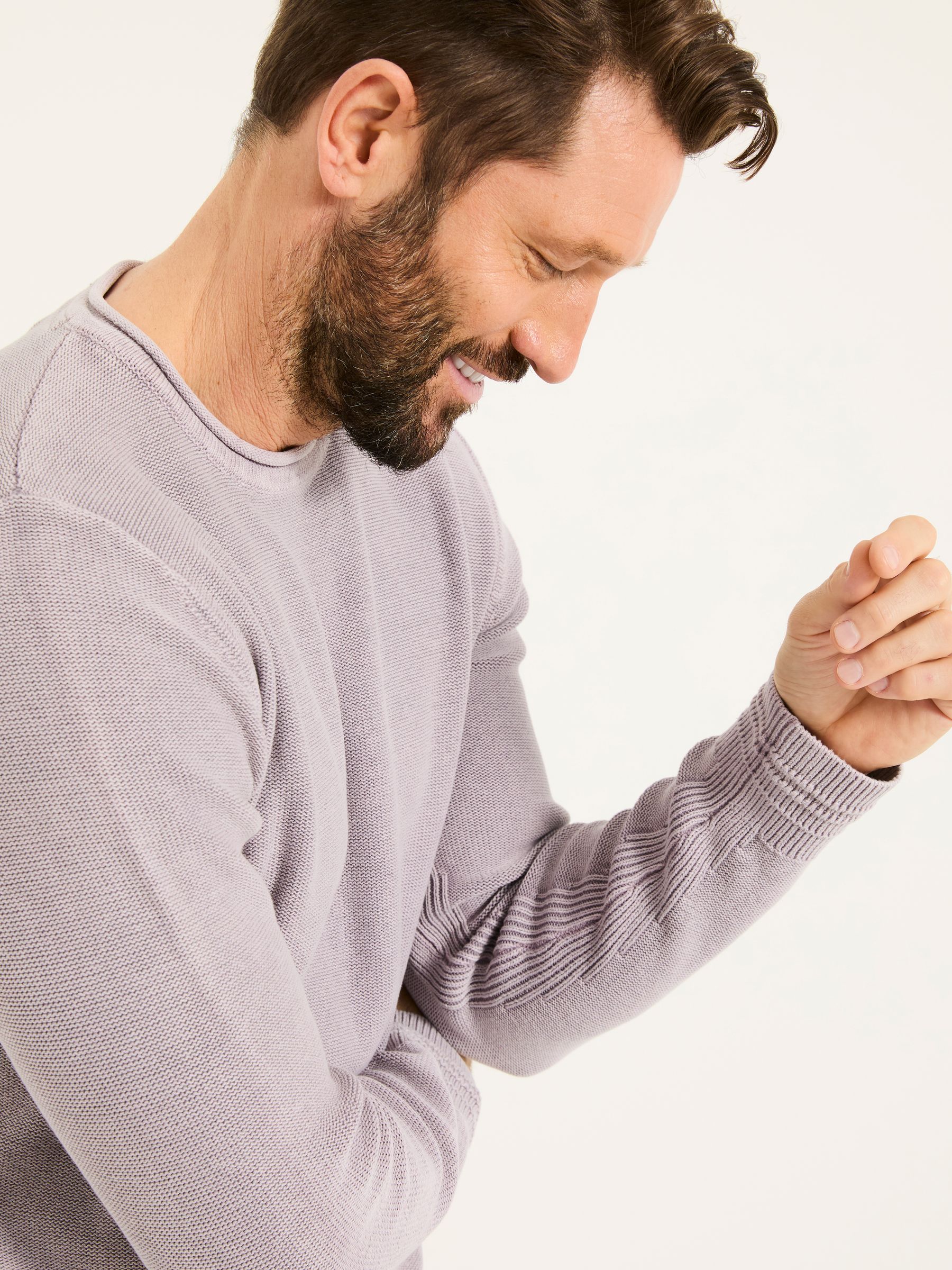 Lilac Purple Berwick Laundered Crew Neck Jumper - Image 6 of 7