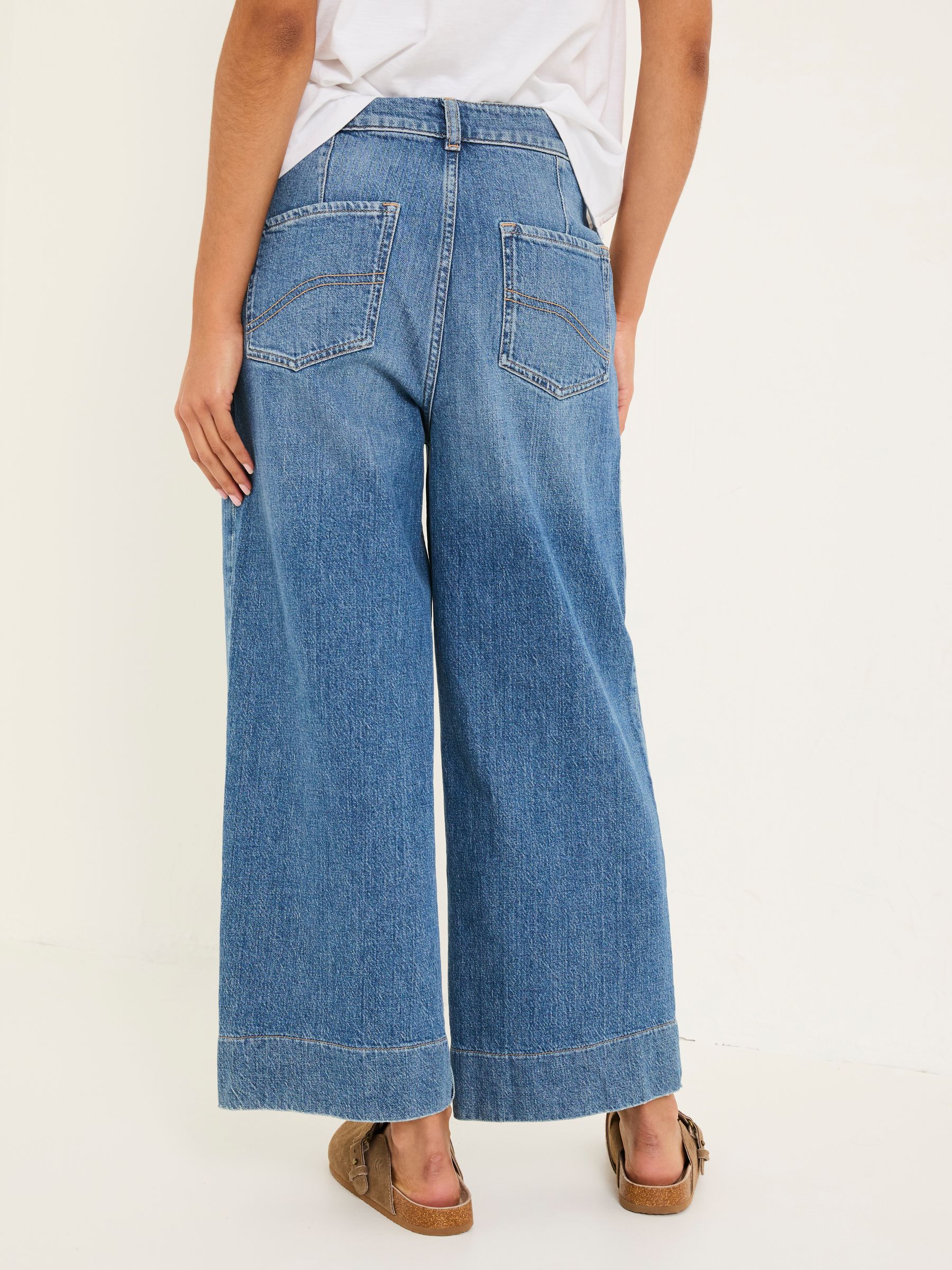 Hove Blue Denim Wide Leg Crop Jeans - Image 2 of 7