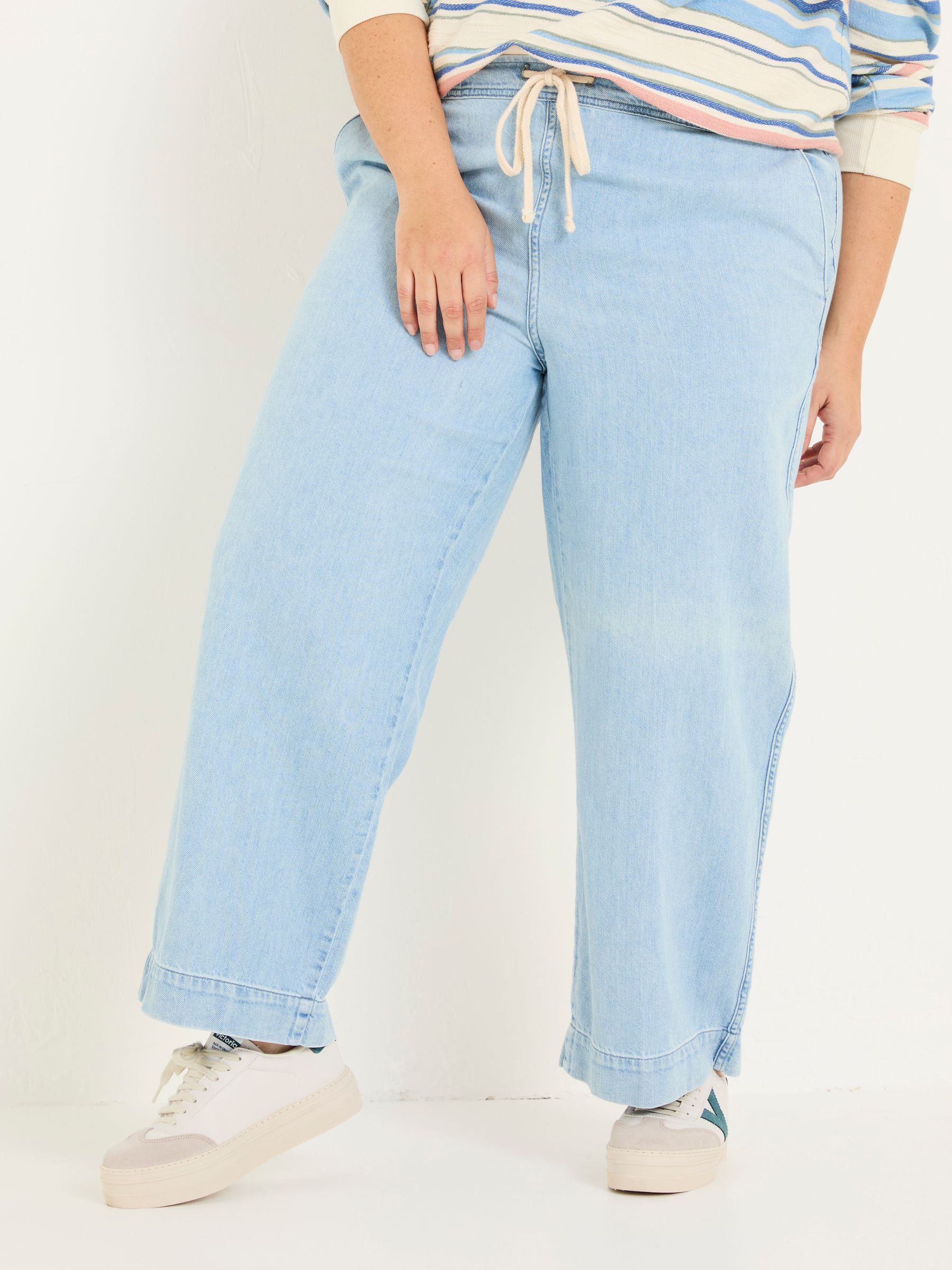 Ashby Light Blue Denim Straight Leg 100% Cotton Drawstring Jeans - Image 6 of 10