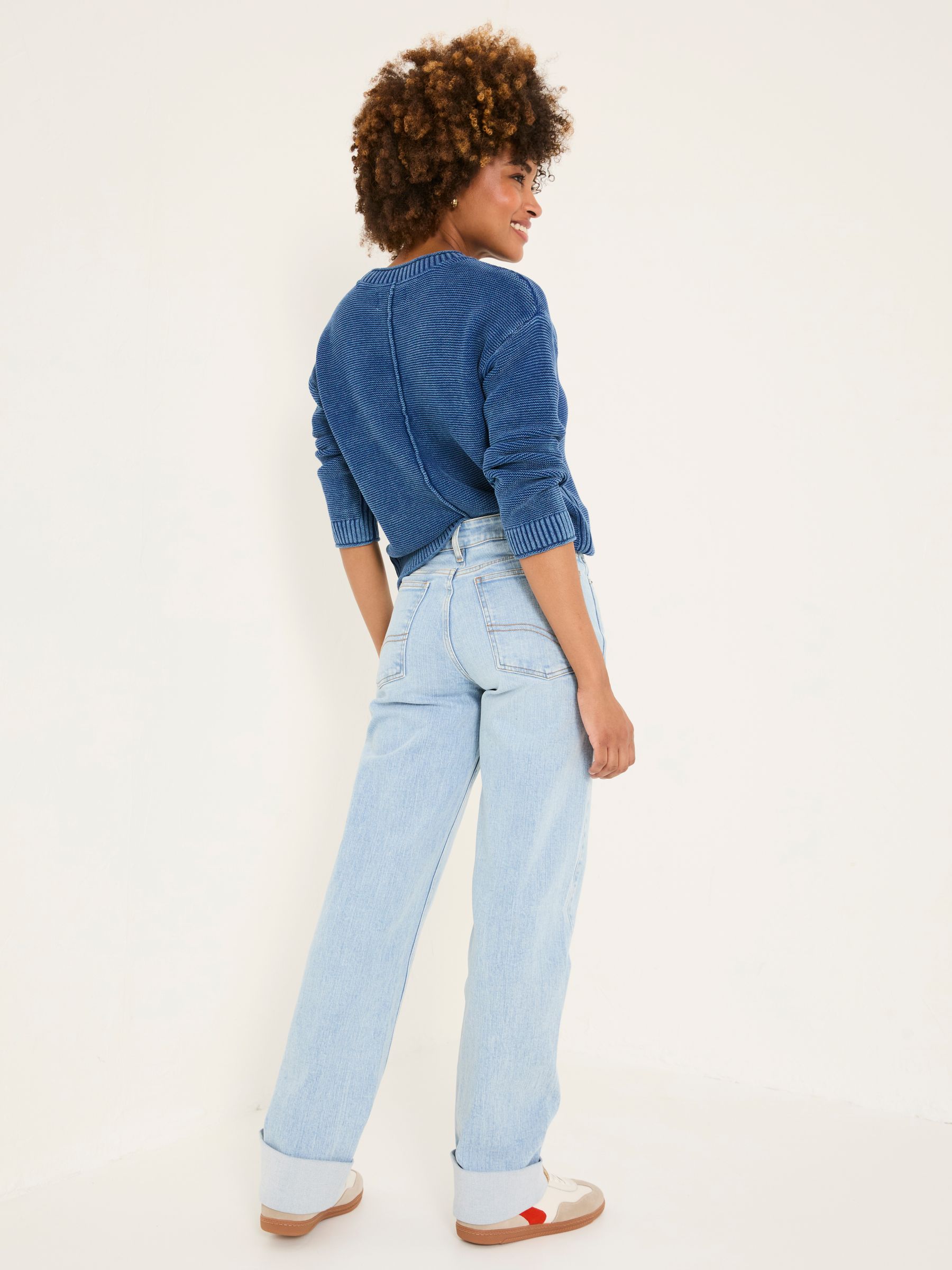 Raya Light Blue Denim Wide Leg Turn Up Jeans - Image 2 of 6