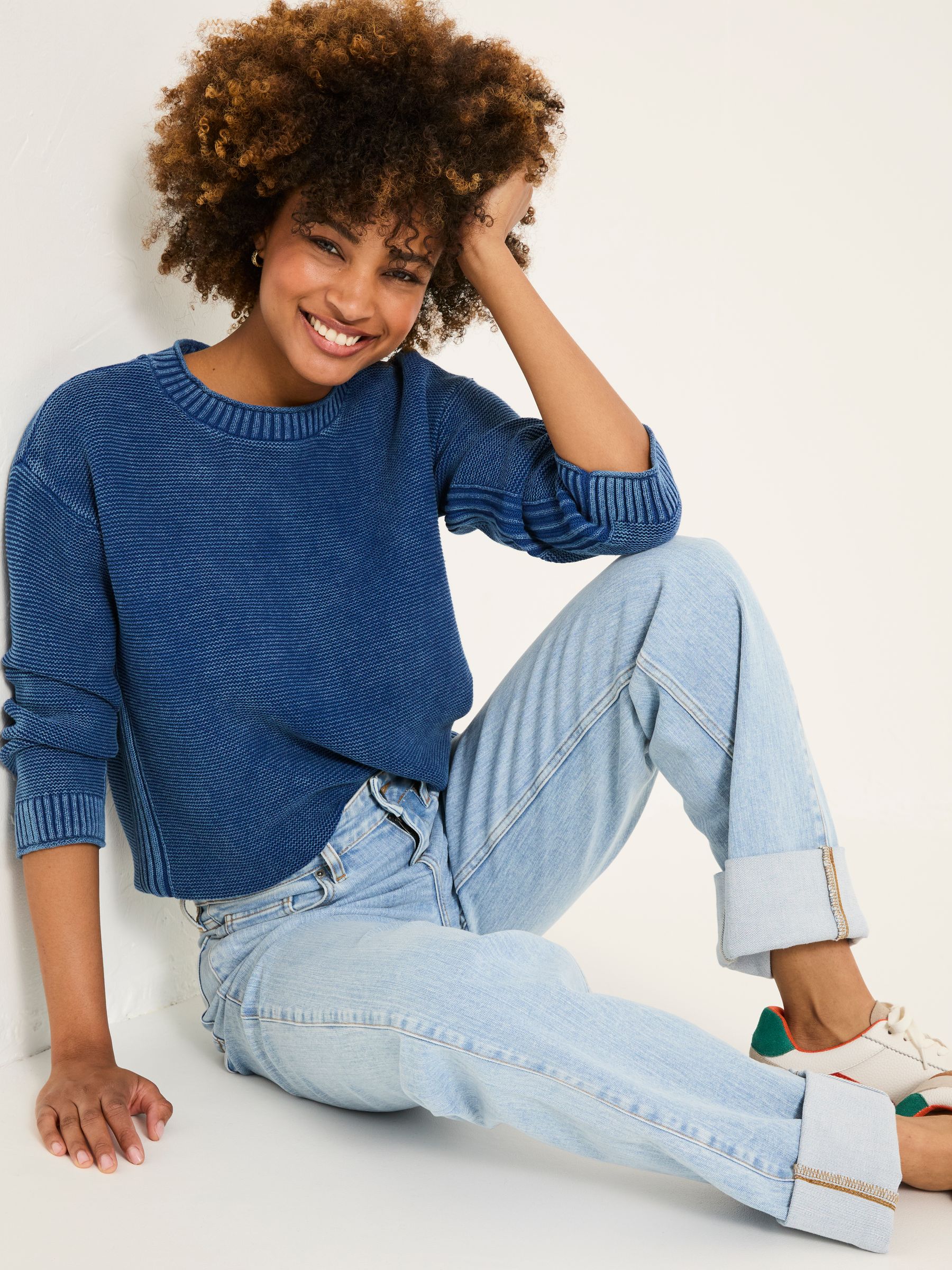 Raya Light Blue Denim Wide Leg Turn Up Jeans - Image 4 of 6