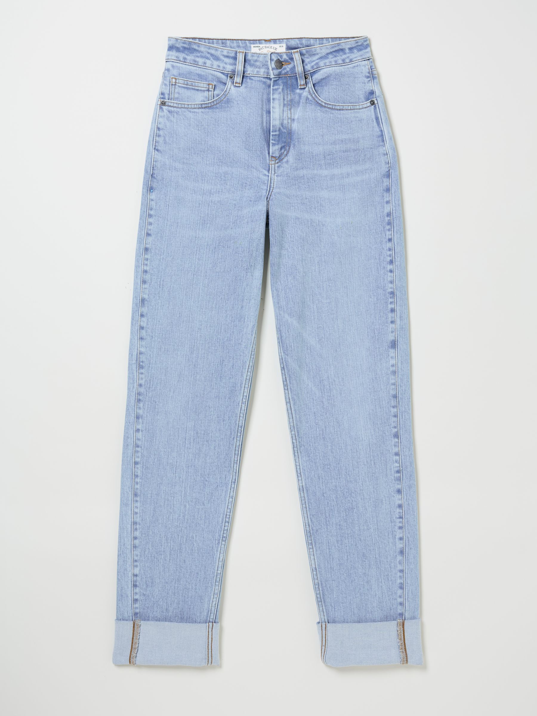 Raya Light Blue Denim Wide Leg Turn Up Jeans - Image 6 of 6