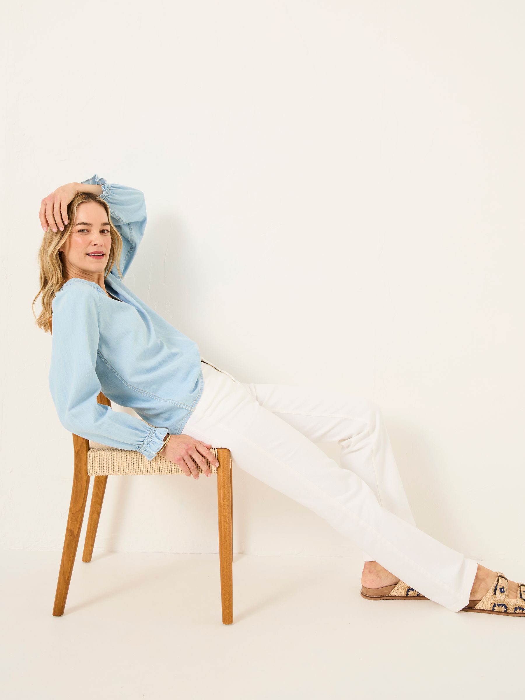 Elise Ivory Wide Leg Jeans - Image 6 of 7