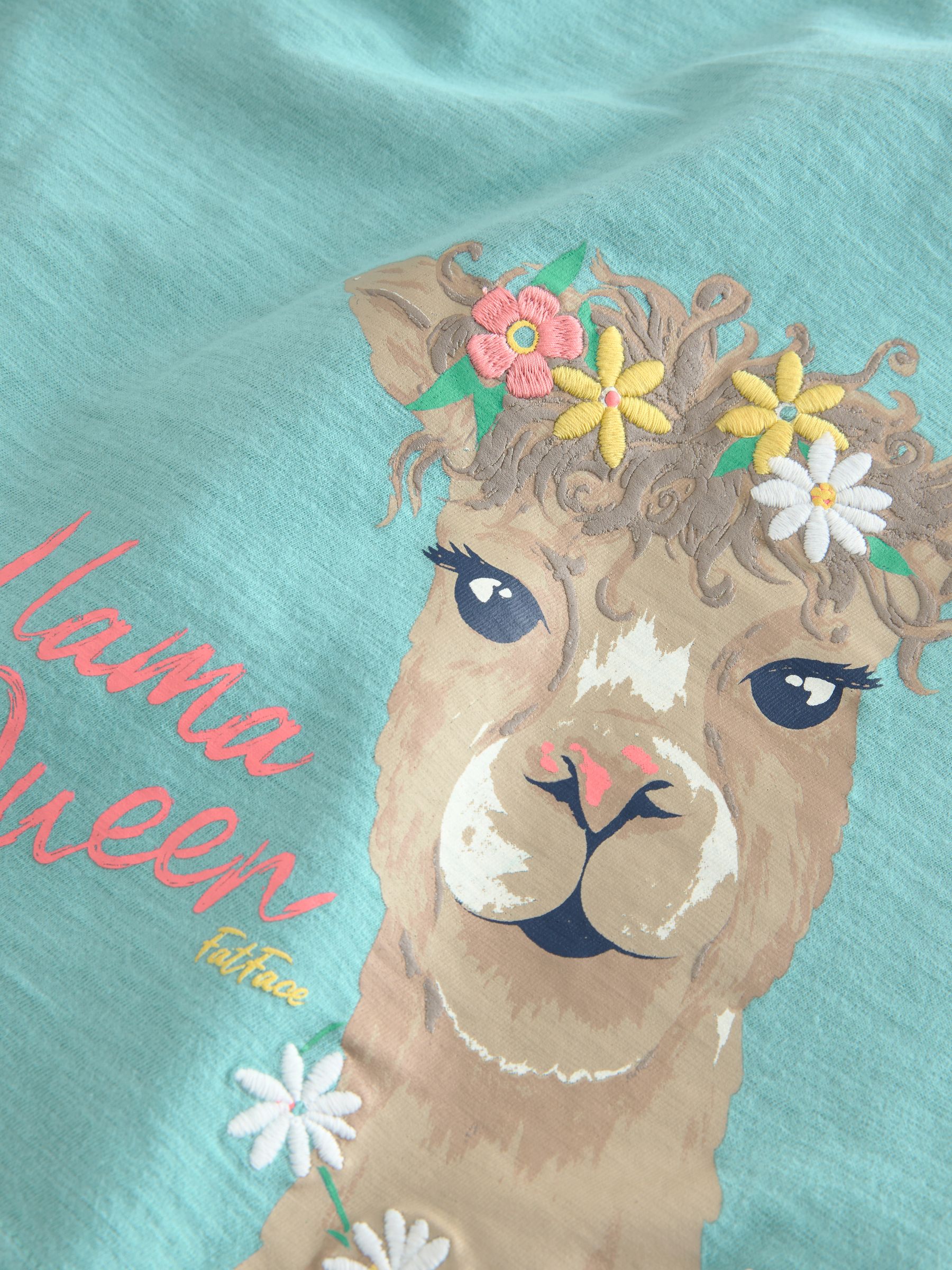 Blue 100% Cotton Llama Graphic T-Shirt - Image 3 of 4