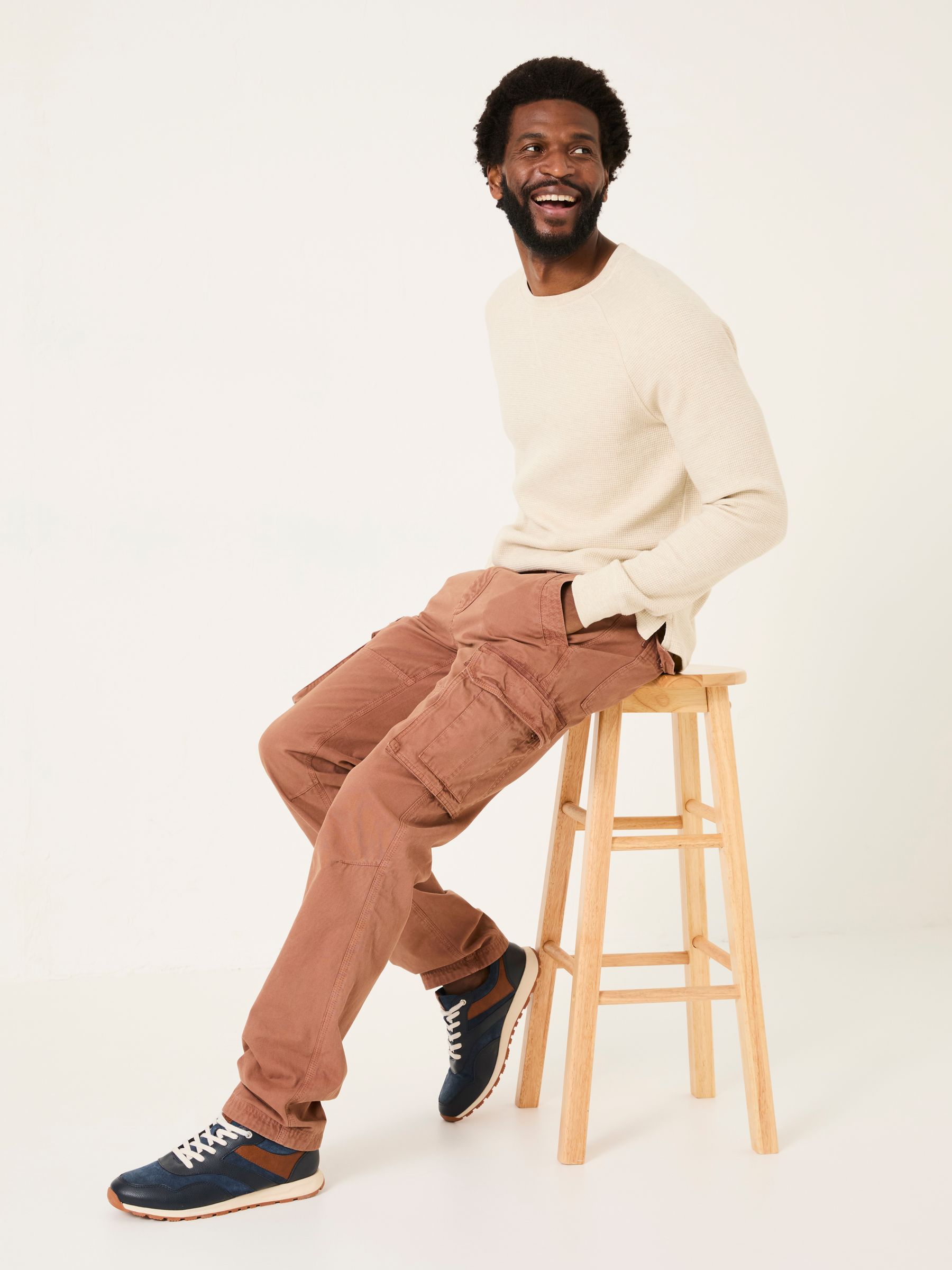 Breakyard Rust Brown Cargo Trousers - Image 3 of 6