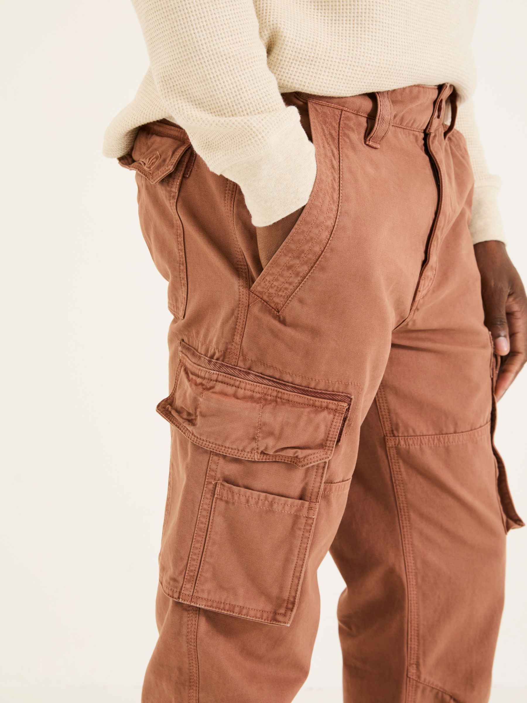 Breakyard Rust Brown Cargo Trousers - Image 5 of 6