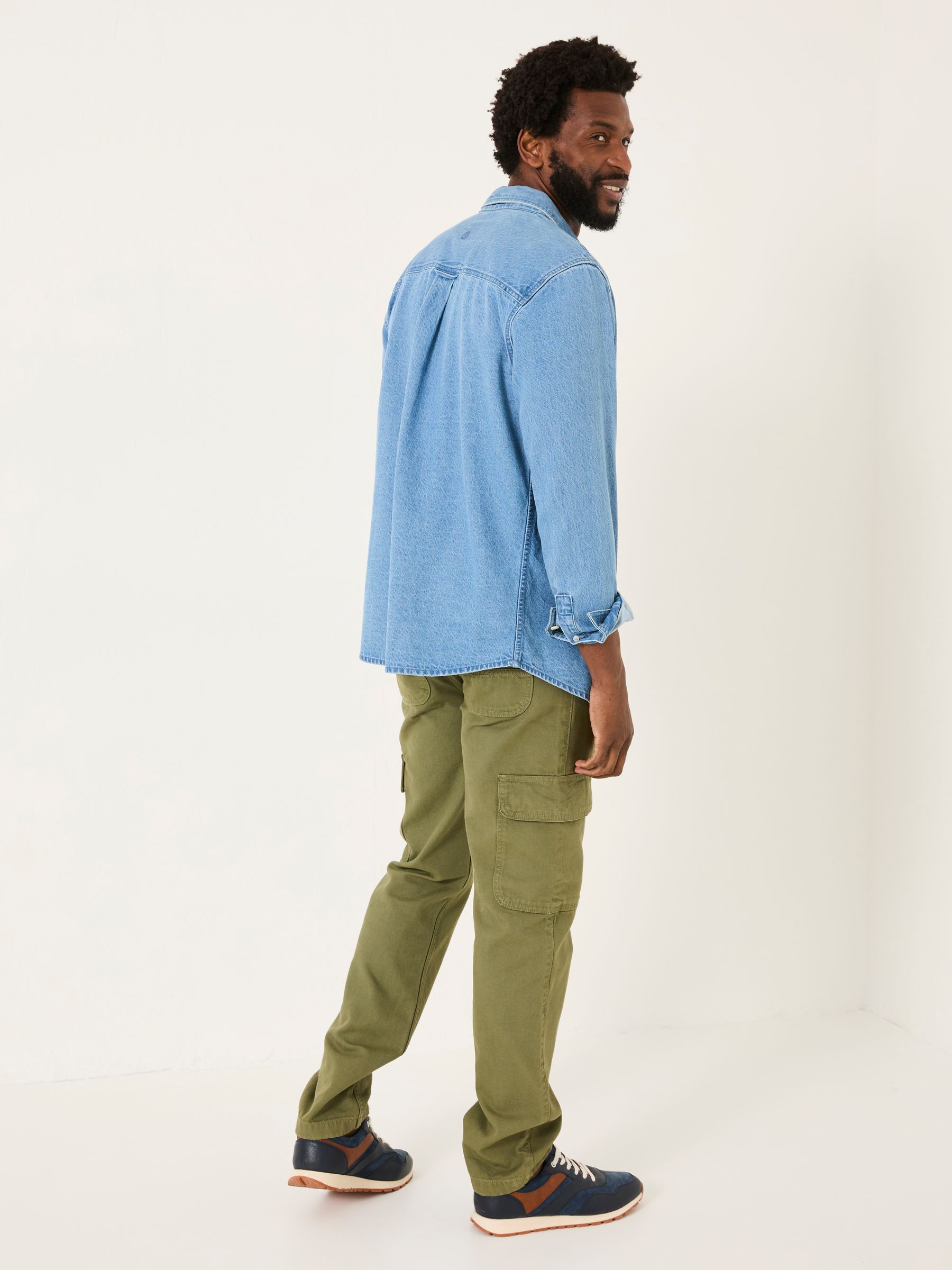 Wardly Olive Green Canvas Cargo Trousers - Image 2 of 5