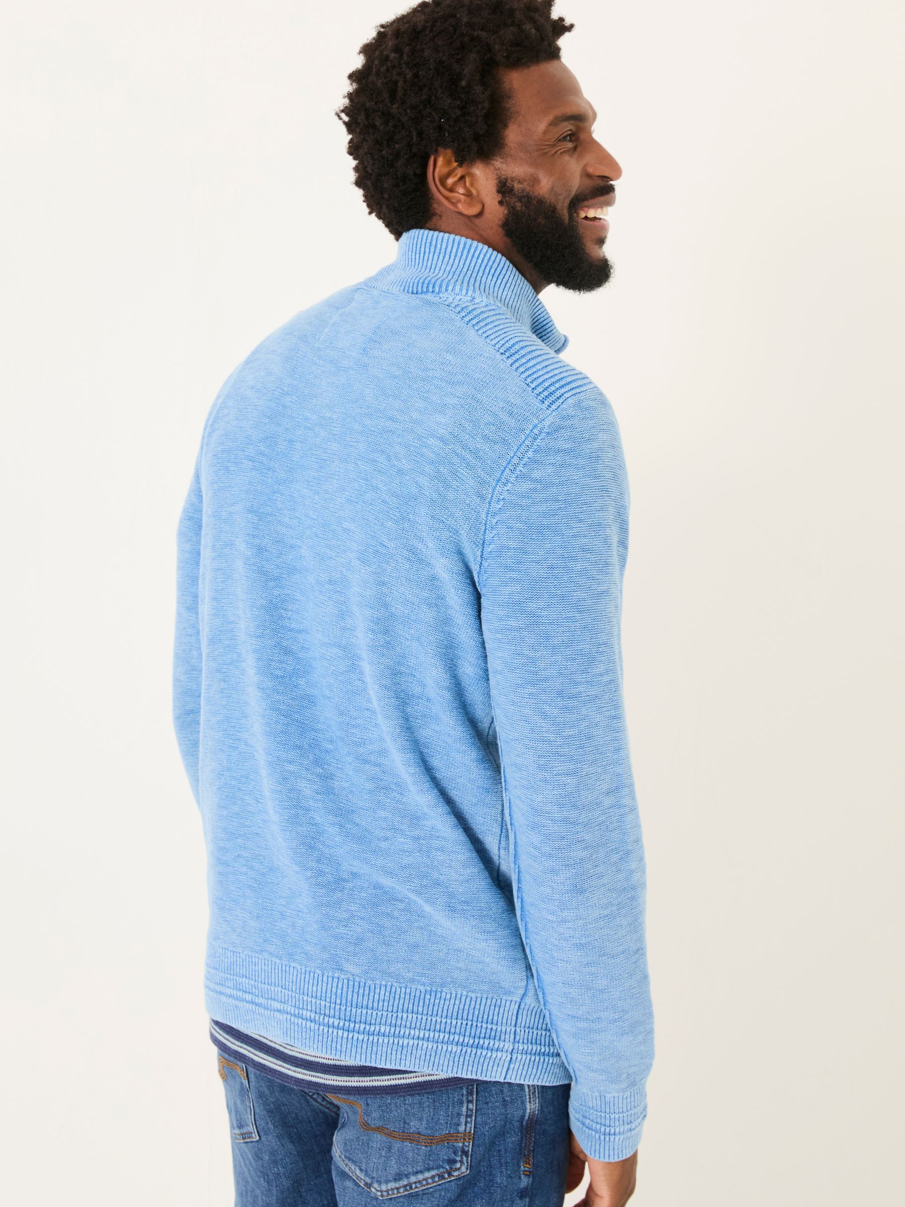 Light Blue Berwick Laundered Half Neck Jumper - Image 2 of 6