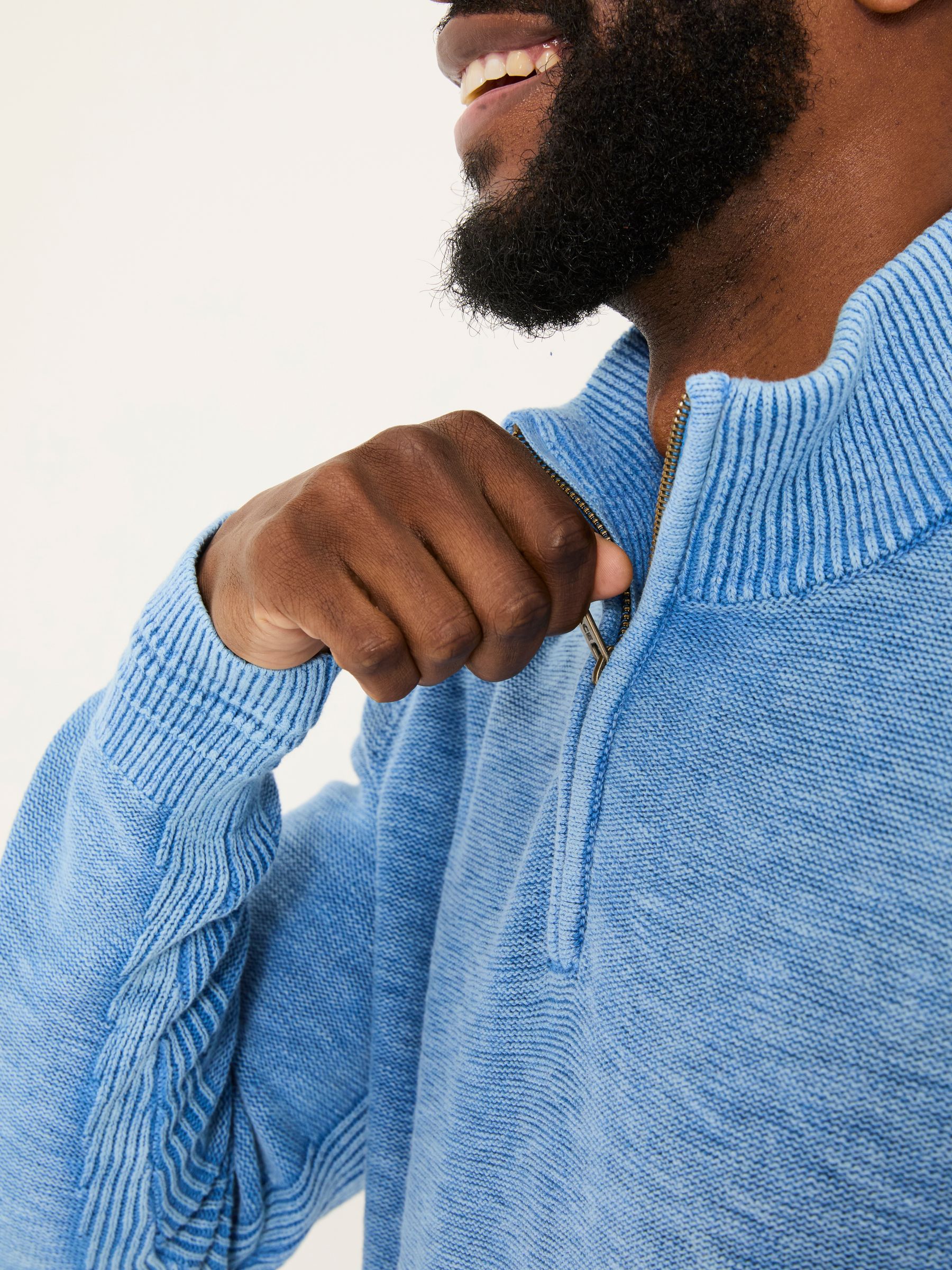 Light Blue Berwick Laundered Half Neck Jumper - Image 4 of 6
