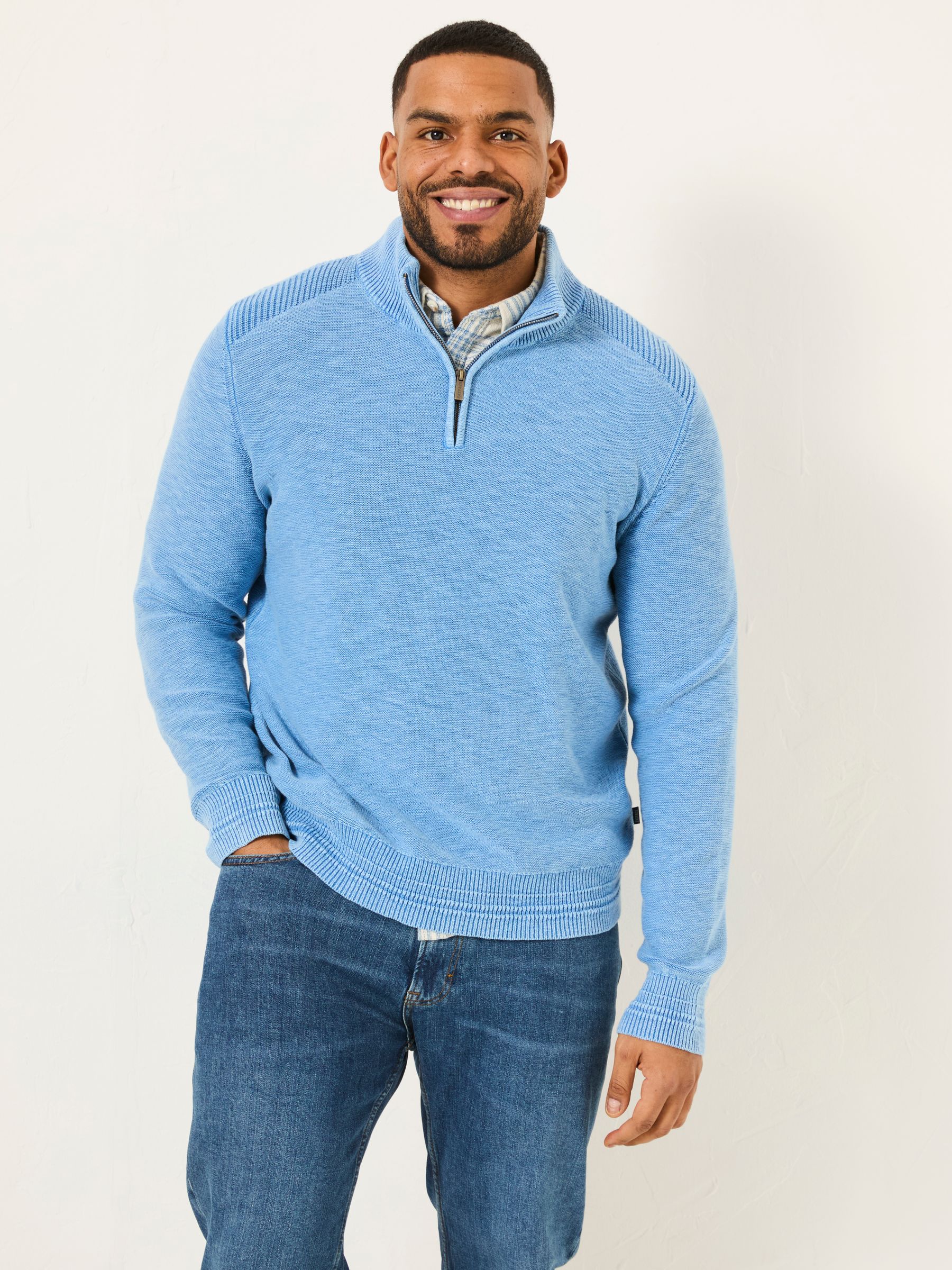 Light Blue Berwick Laundered Half Neck Jumper - Image 6 of 6