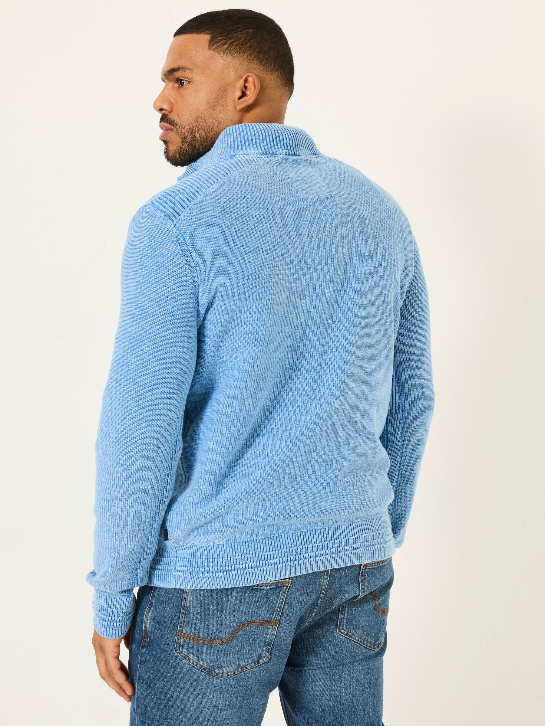 Light Blue Berwick Laundered Half Neck Jumper - Image 7 of 9