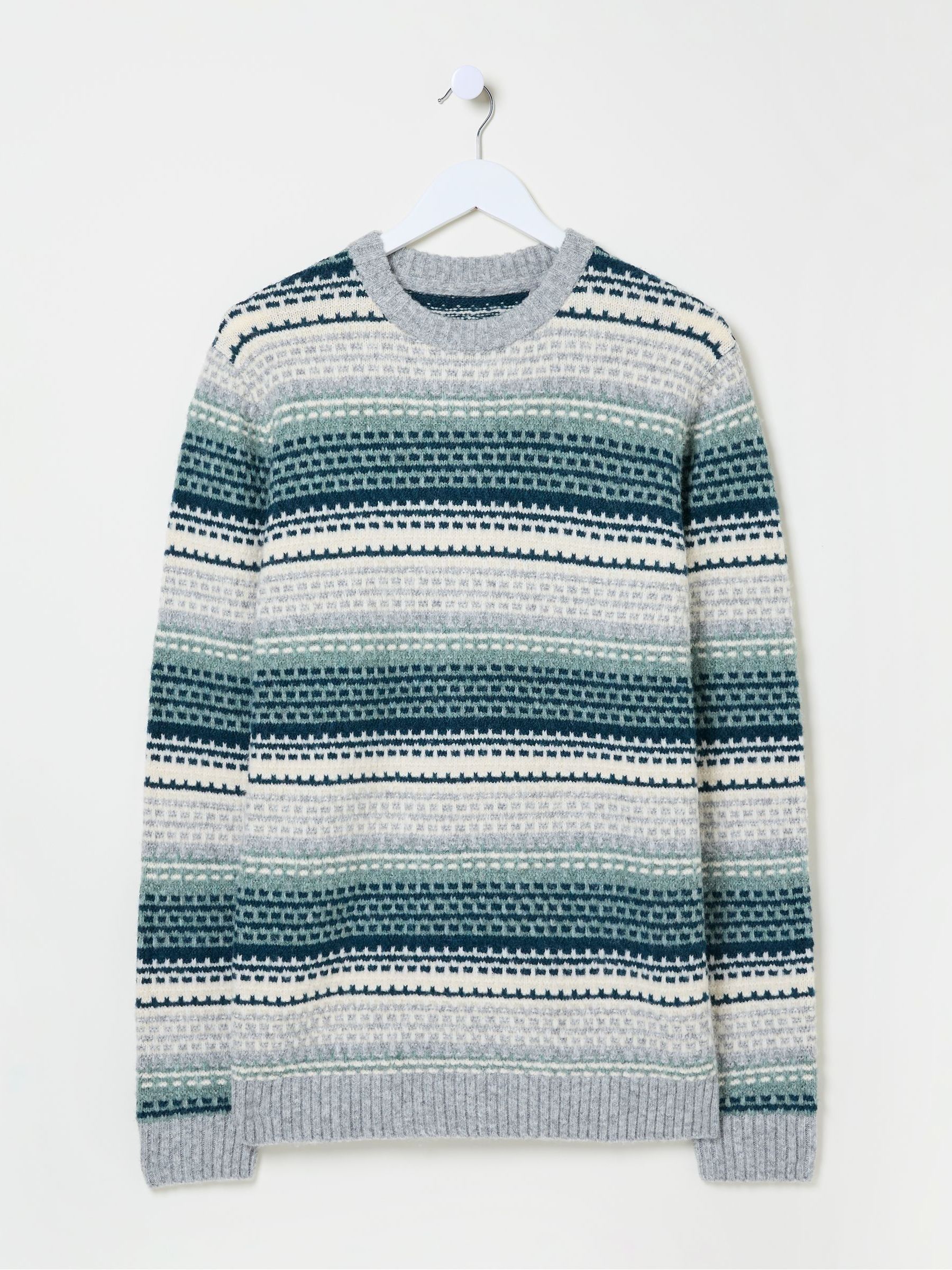 Calder Dark Teal Stripe Knitted Jumper - Image 5 of 5