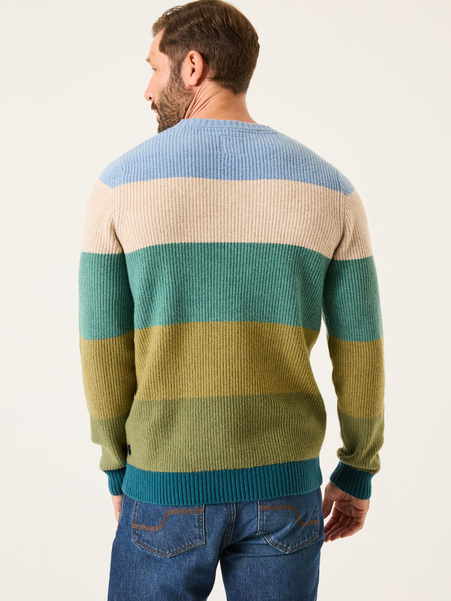 Hinton Green Stripe Crew Neck Jumper - Image 2 of 5