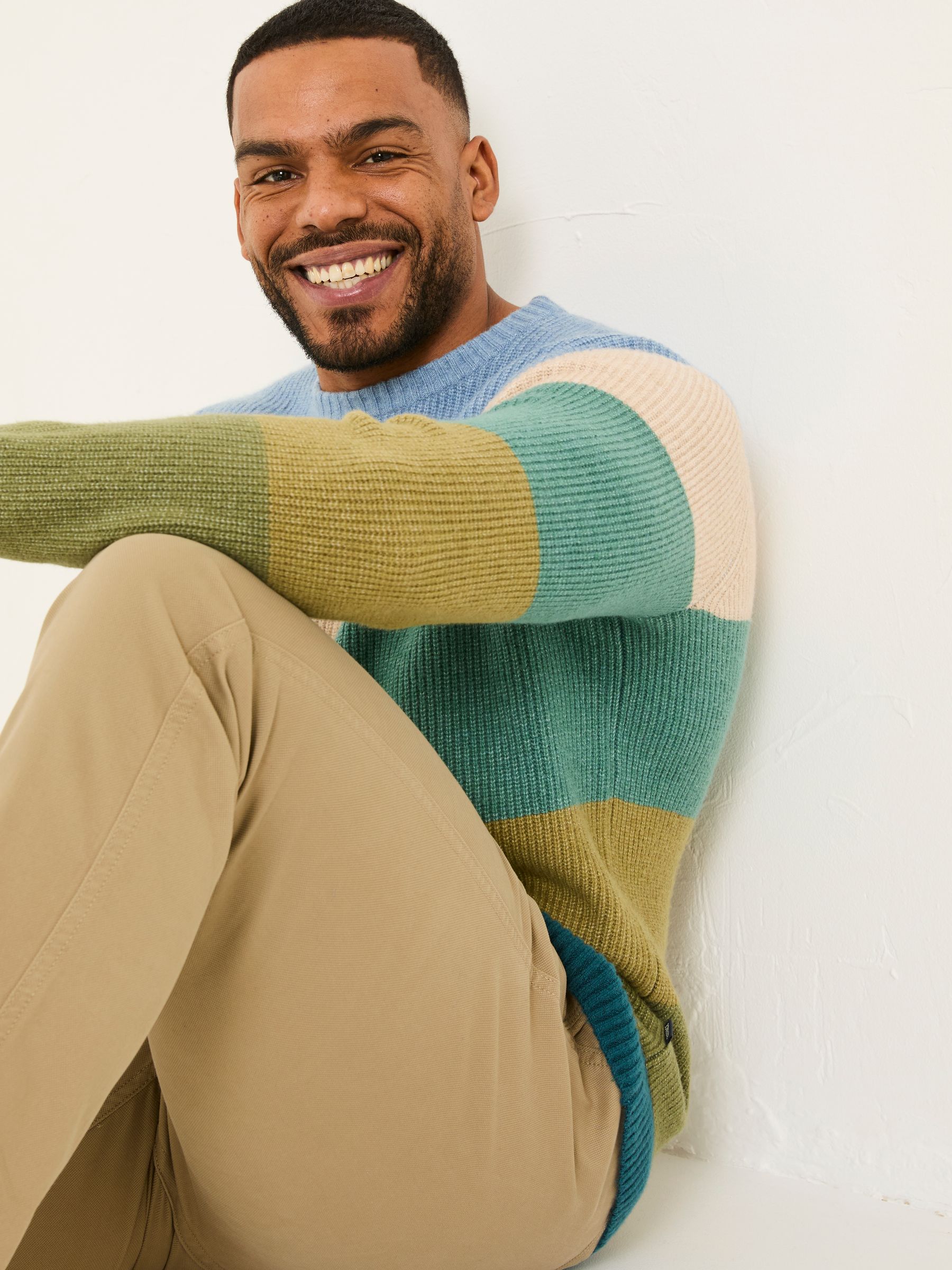 Hinton Green Stripe Crew Neck Jumper - Image 7 of 8