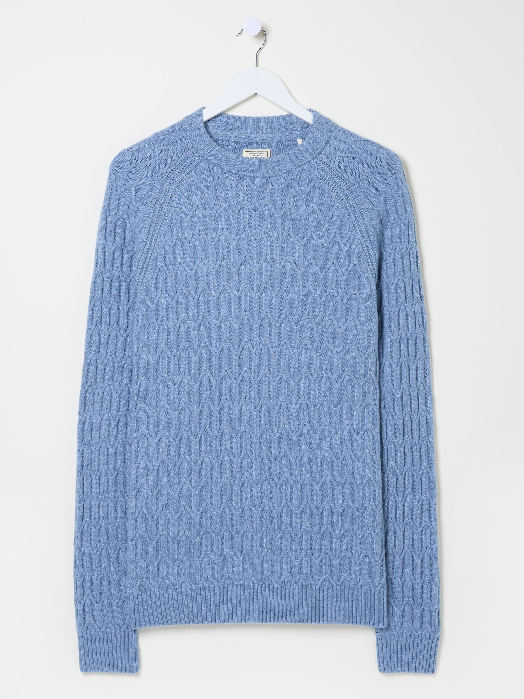 Light Blue Hinton Textured Knitted Crew Neck Jumper - Image 5 of 5