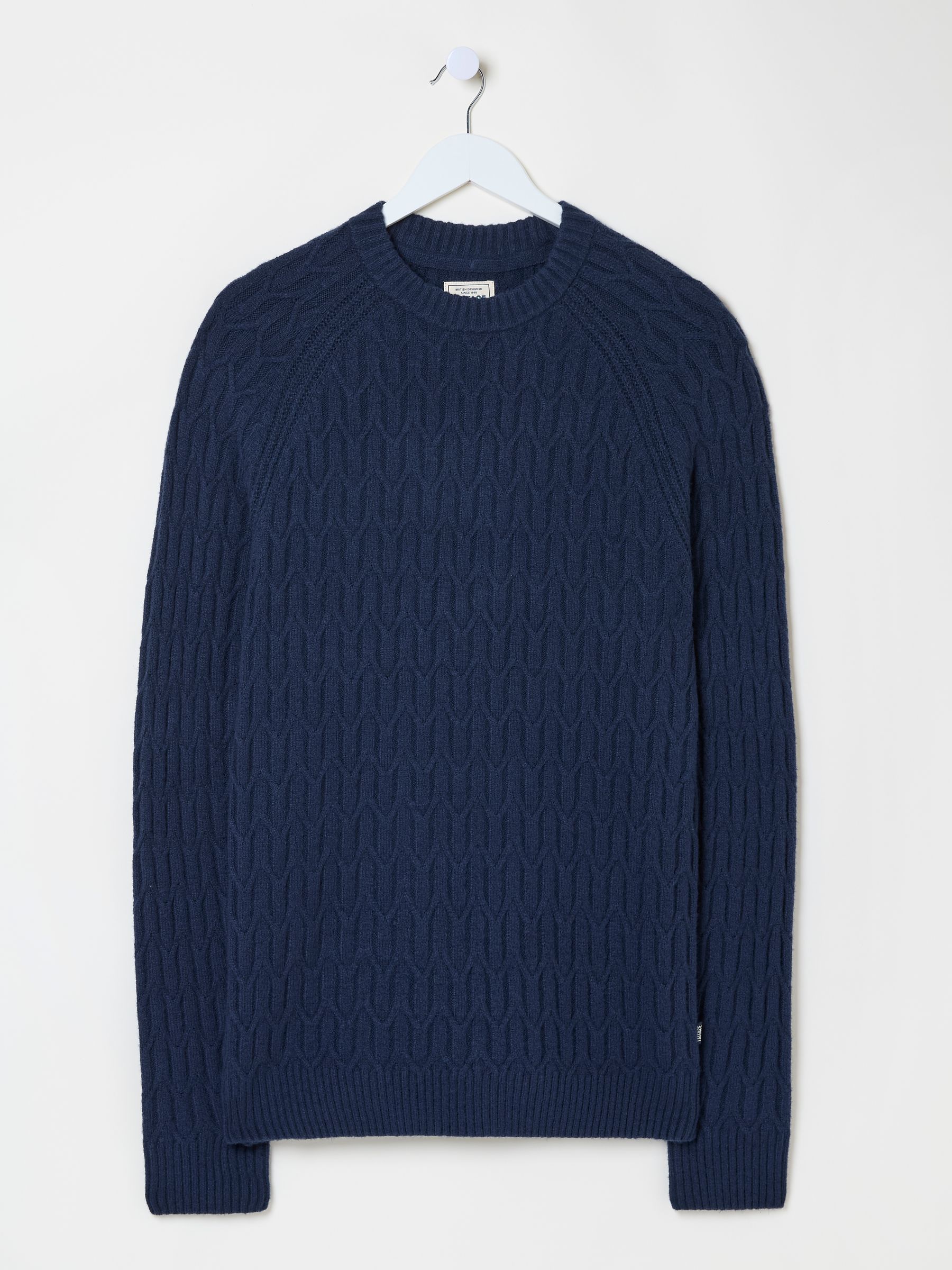 Navy Hinton Textured Knitted Crew Neck Jumper - Image 7 of 7