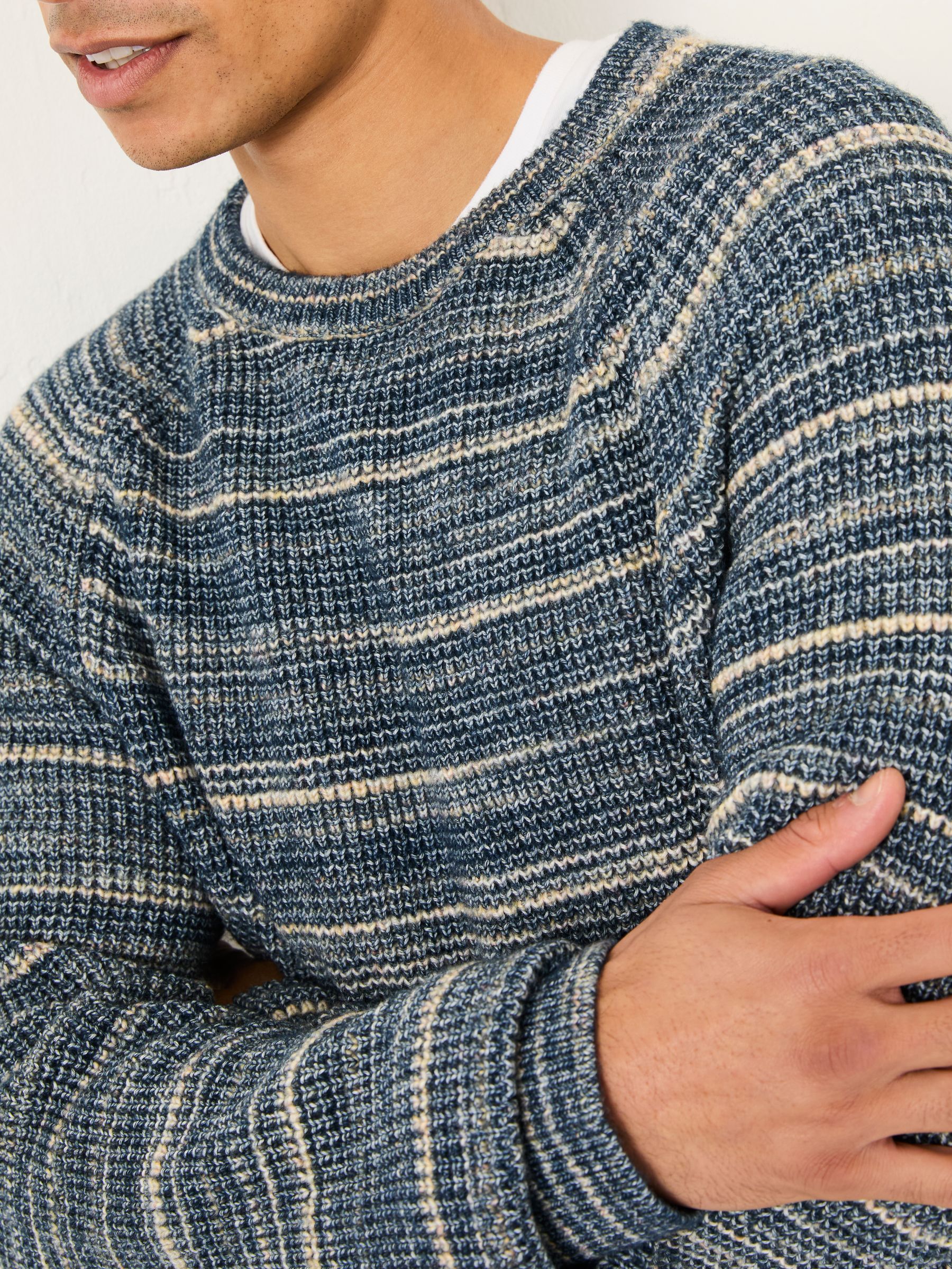 Navy Ombre Knitted Crew Neck Jumper - Image 4 of 5