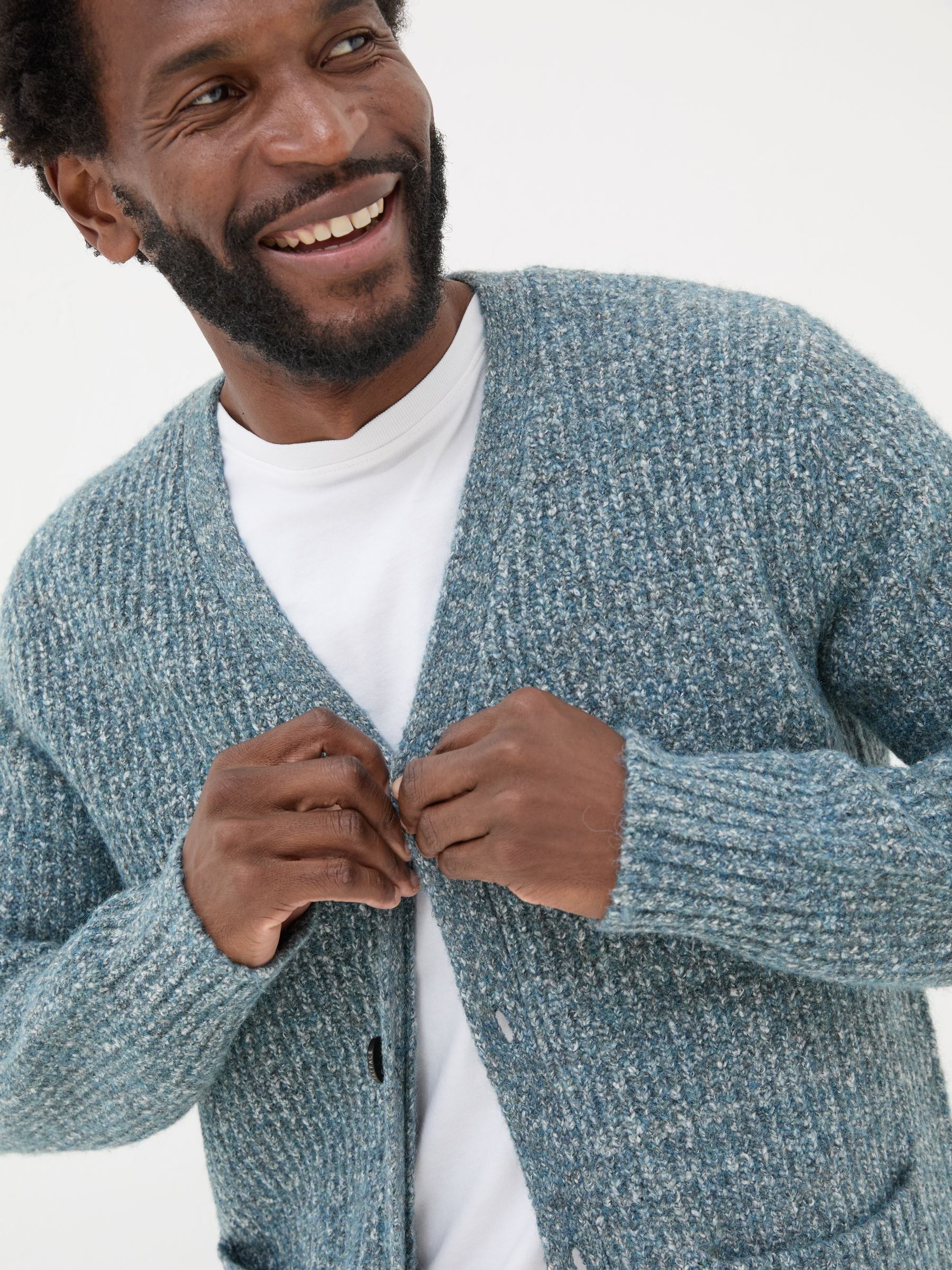 Mid Blue Sefton Lofty Knitted Cardigan - Image 4 of 5