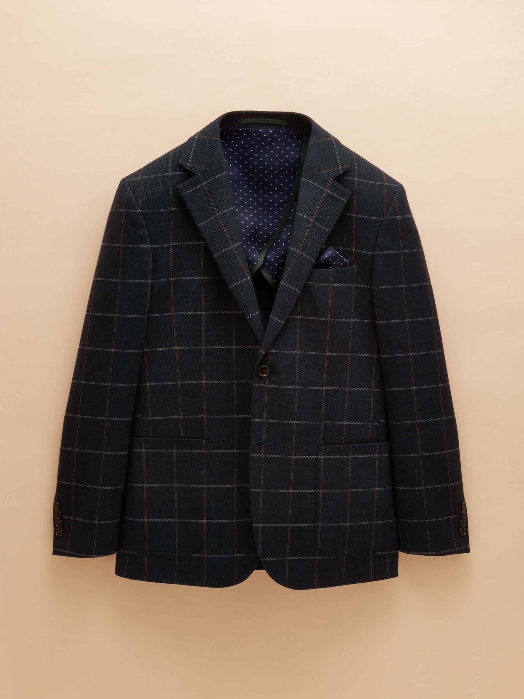 Navy Slim Fit Check Blazer - Image 11 of 11