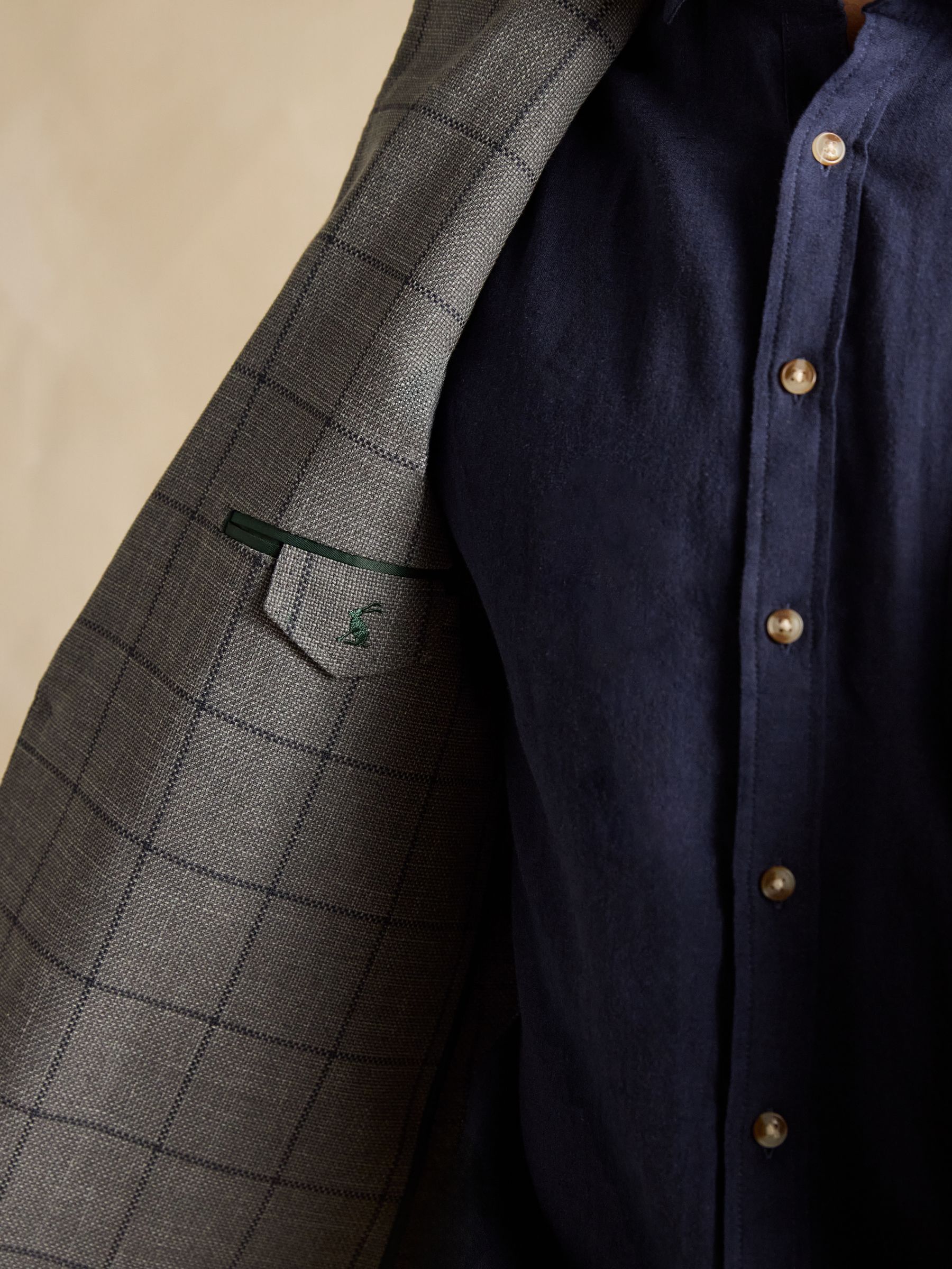 Grey Slim Fit Check Blazer - Image 10 of 11