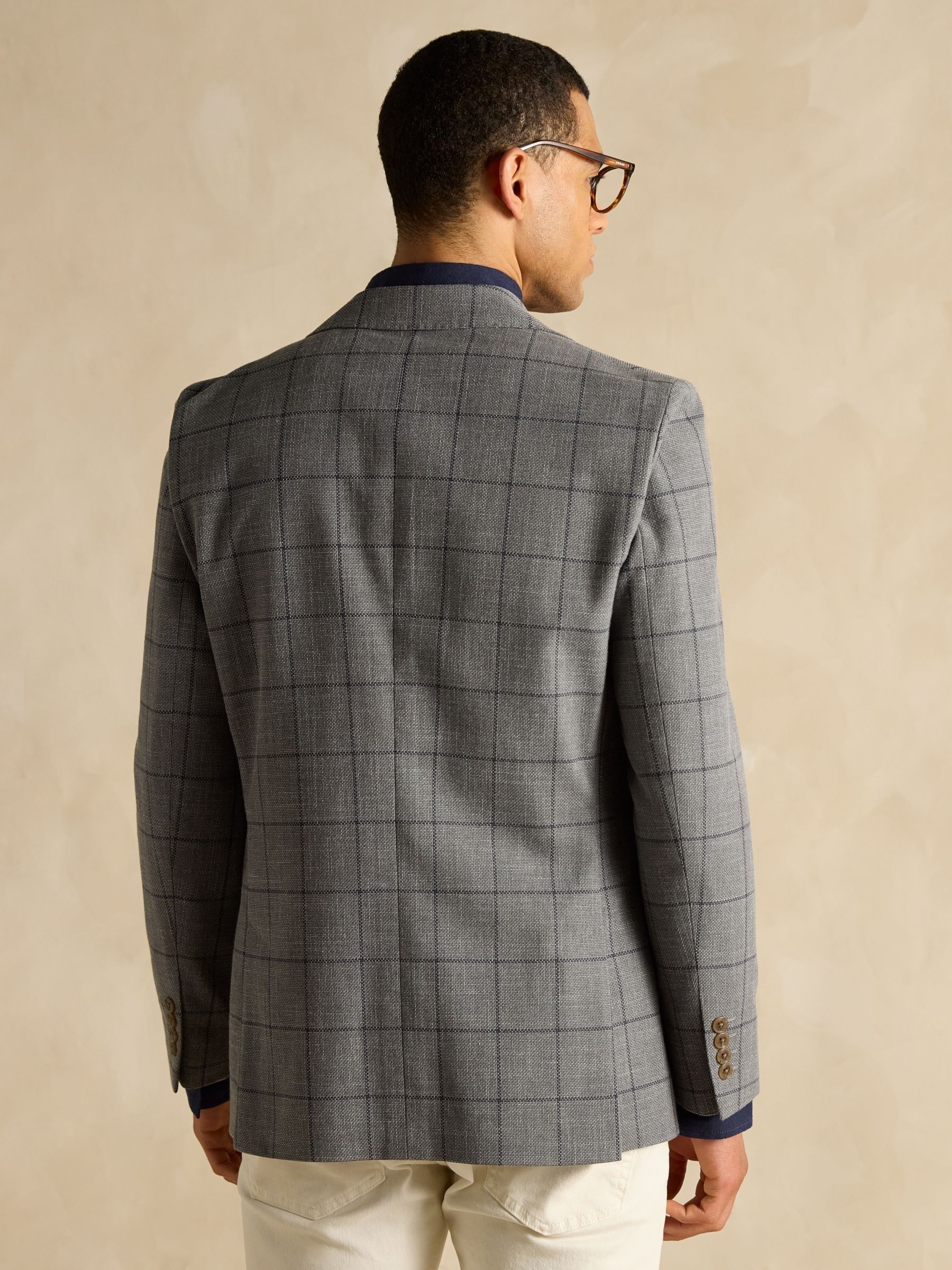 Grey Slim Fit Check Blazer - Image 6 of 11
