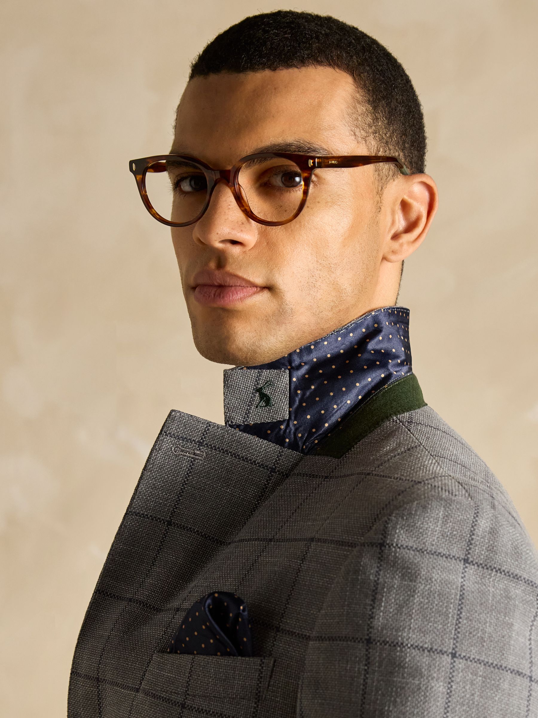 Grey Slim Fit Check Blazer - Image 7 of 11