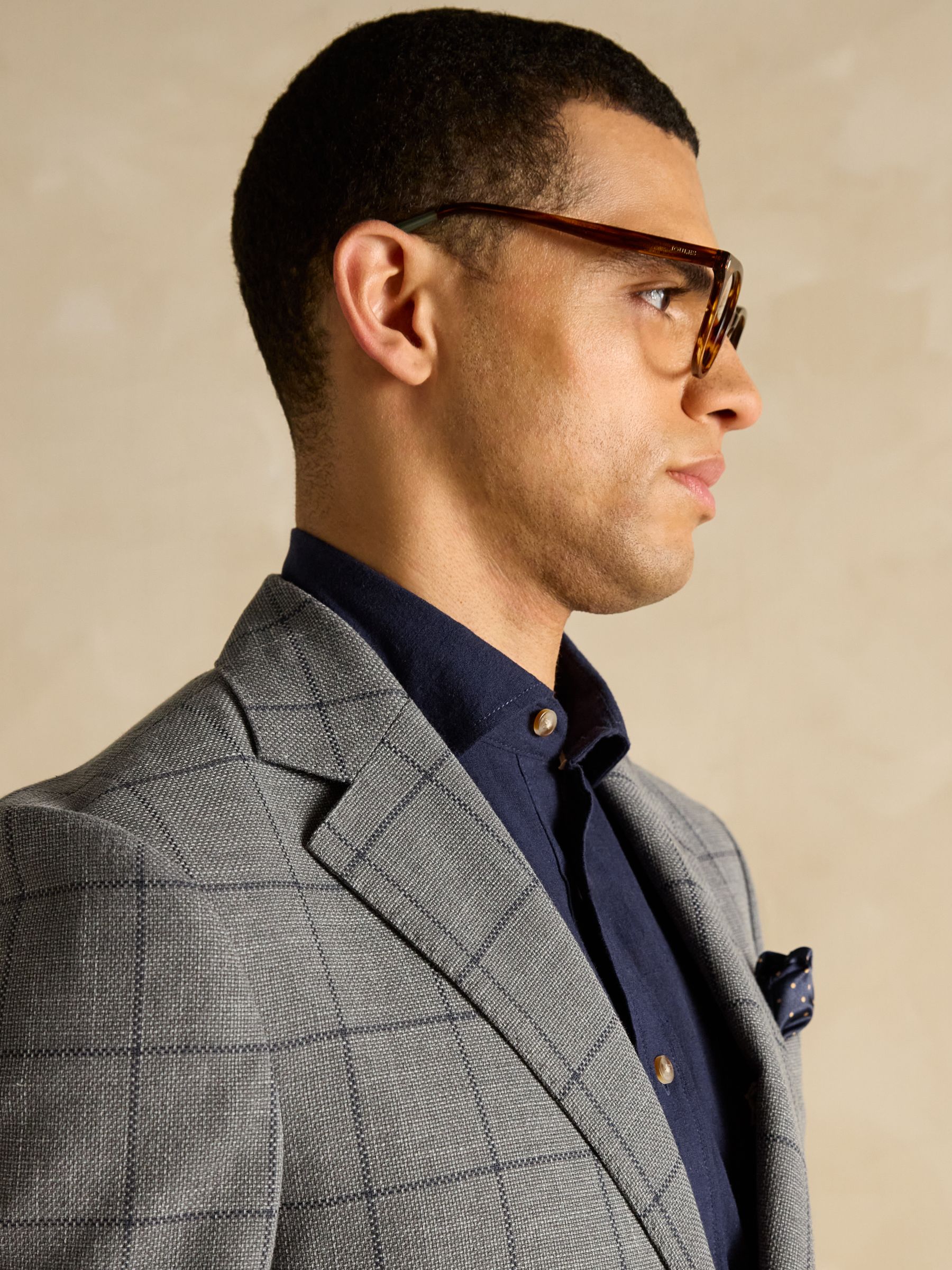 Grey Slim Fit Check Blazer - Image 9 of 11