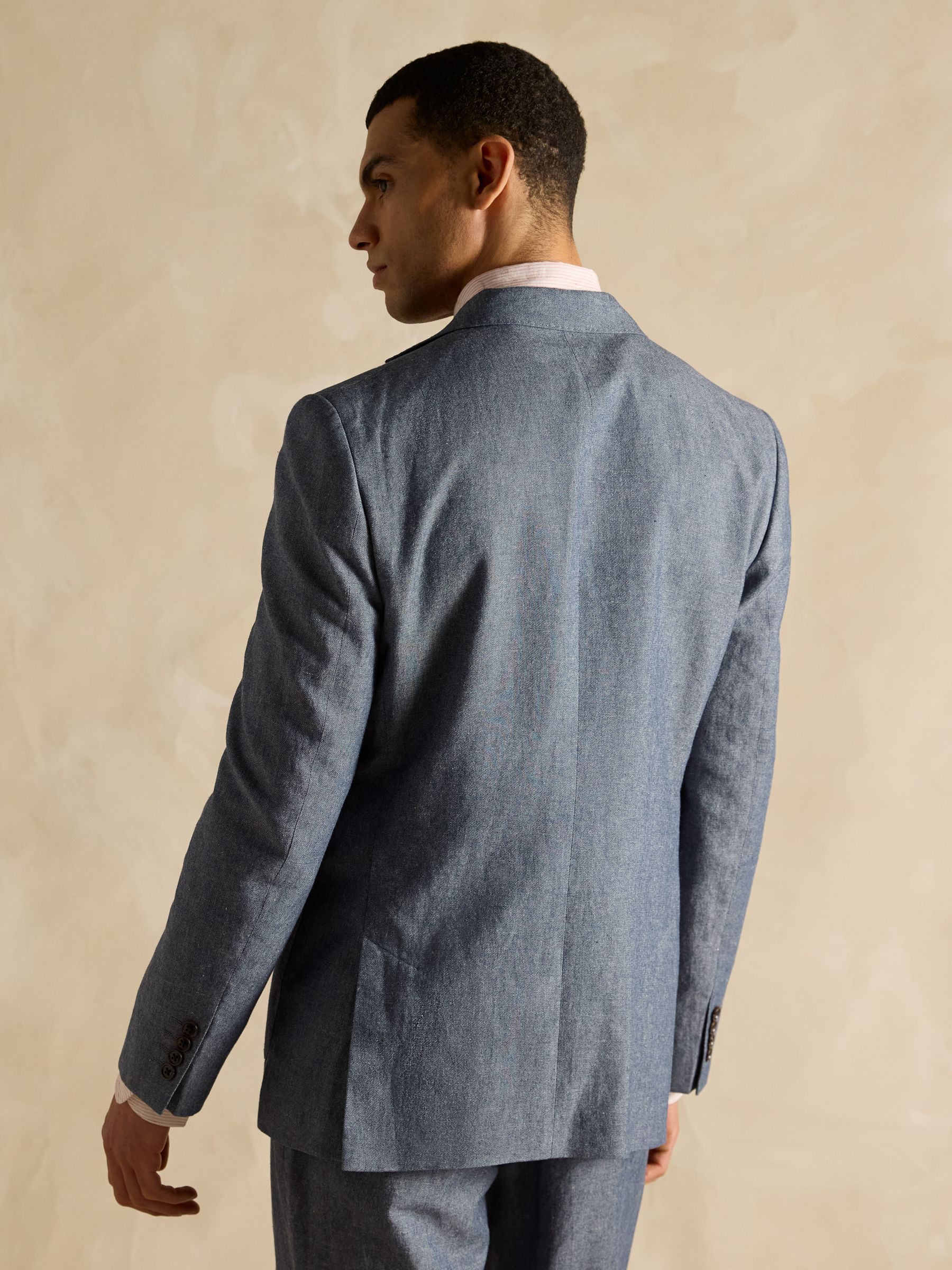 Chambray Blue Slim Fit Suit Jacket - Image 2 of 7 Chambray Blue Slim Fit Suit Jacket - Image 2 of 7